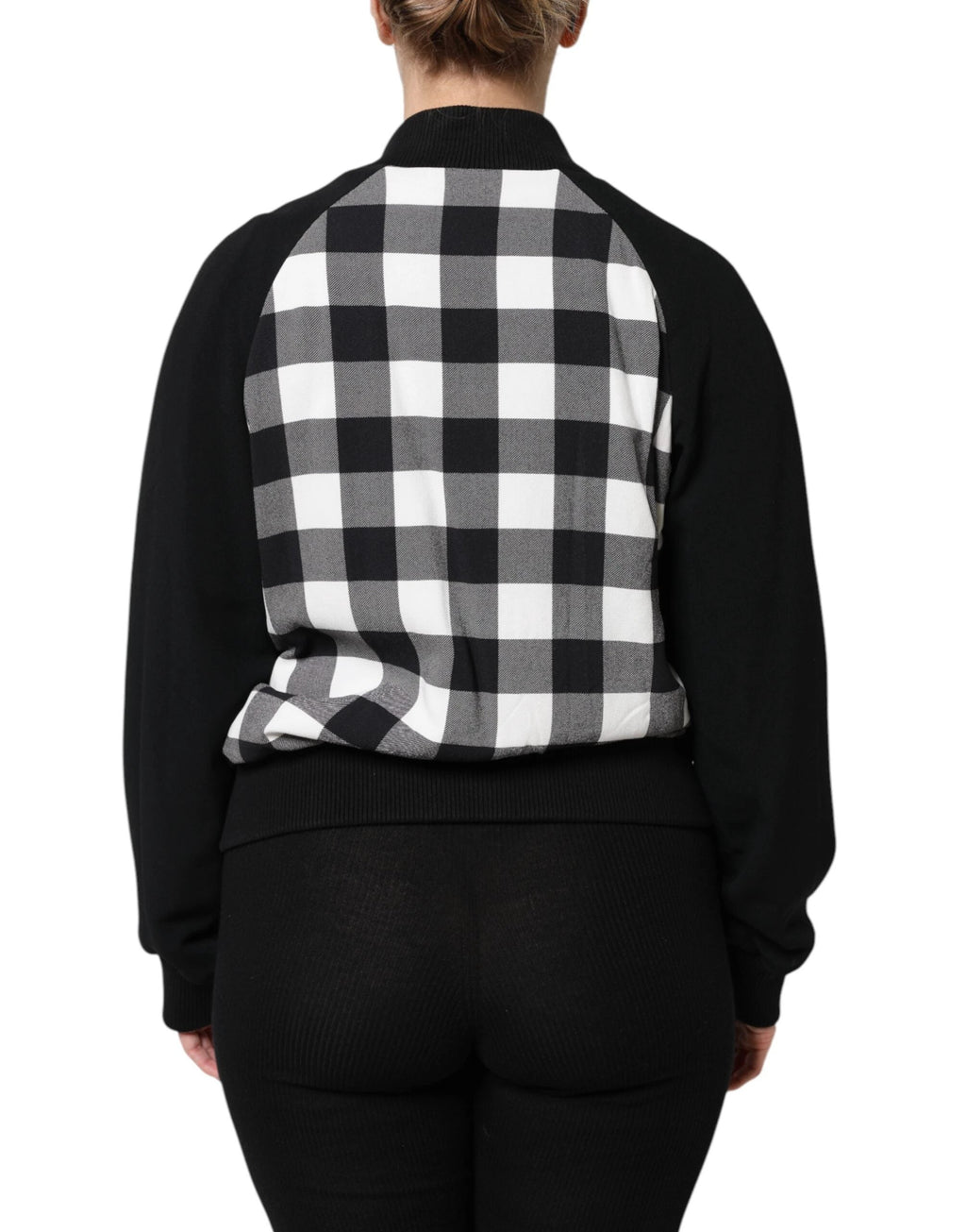 Dolce & Gabbana Black White Check Floral Button Down Jacket by Dolce & Gabbana