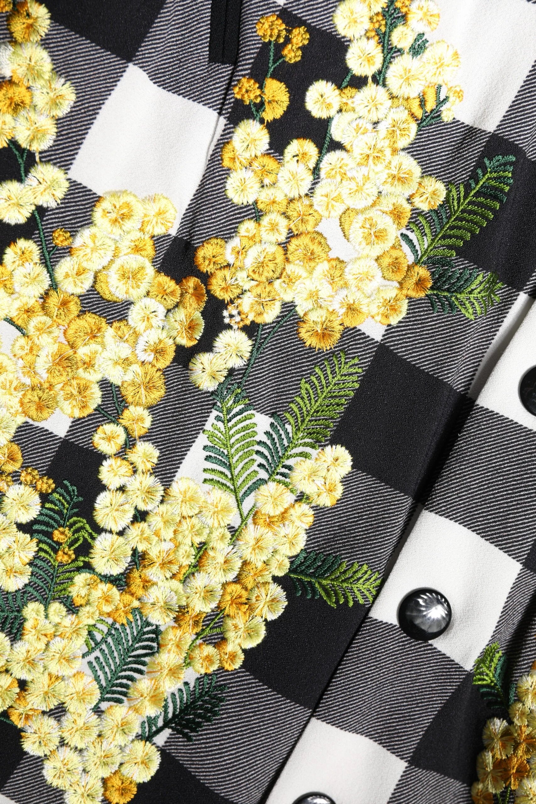 Dolce & Gabbana Black White Check Floral Button Down Jacket by Dolce & Gabbana