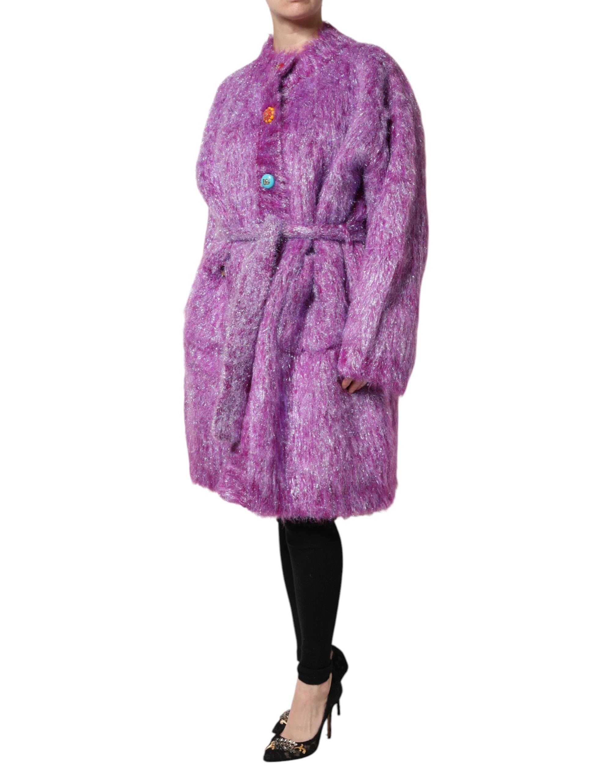 Dolce & Gabbana Purple Button Embellished Trench Coat Jacket by Dolce & Gabbana