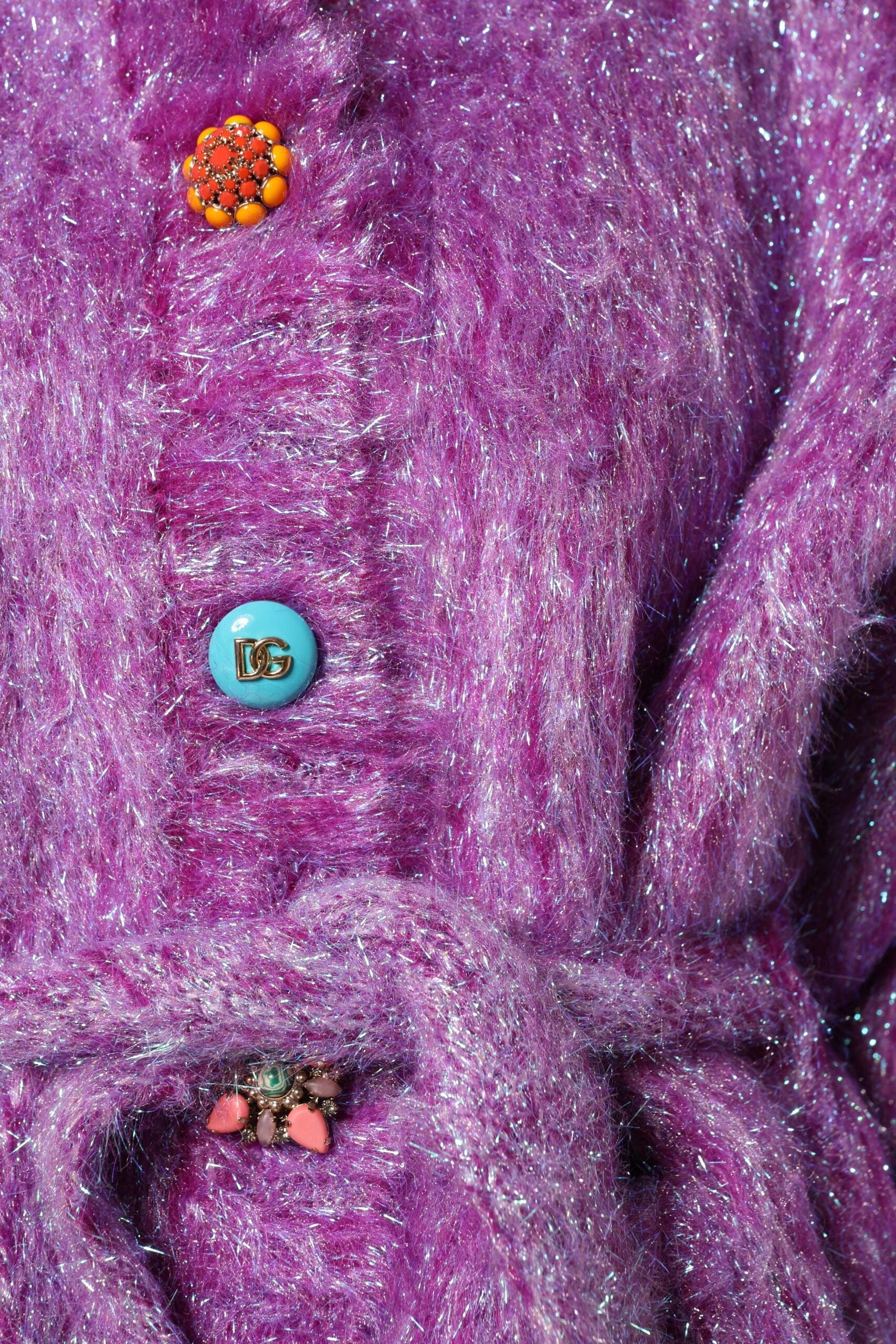 Dolce & Gabbana Purple Button Embellished Trench Coat Jacket by Dolce & Gabbana