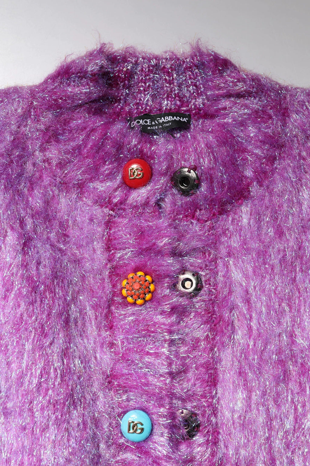 Dolce & Gabbana Purple Button Embellished Trench Coat Jacket by Dolce & Gabbana