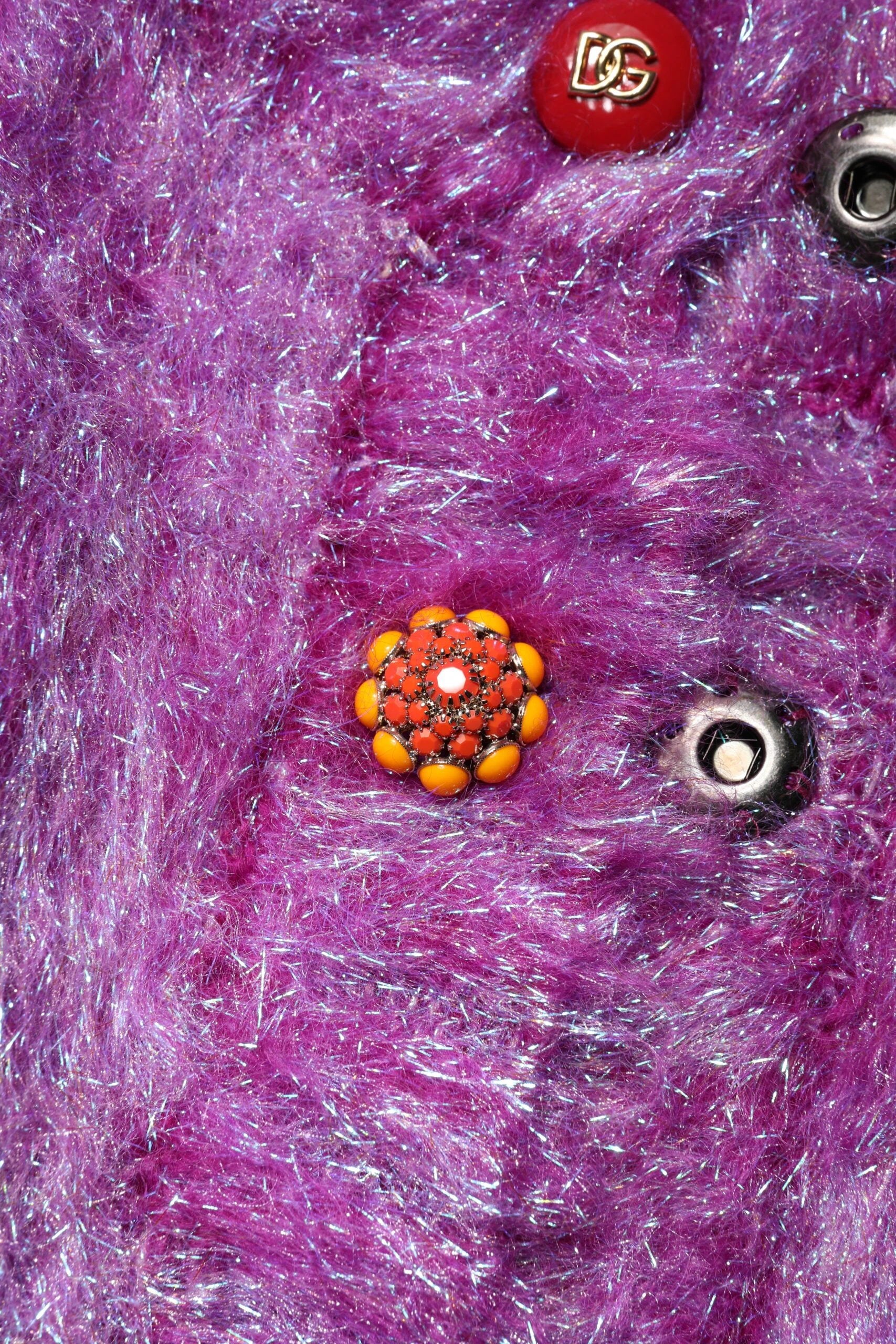Dolce & Gabbana Purple Button Embellished Trench Coat Jacket by Dolce & Gabbana