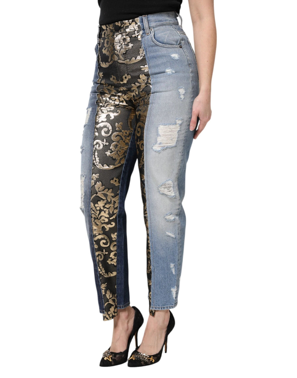 Dolce & Gabbana Multicolor Patchwork High Waist Denim Jeans by Dolce & Gabbana