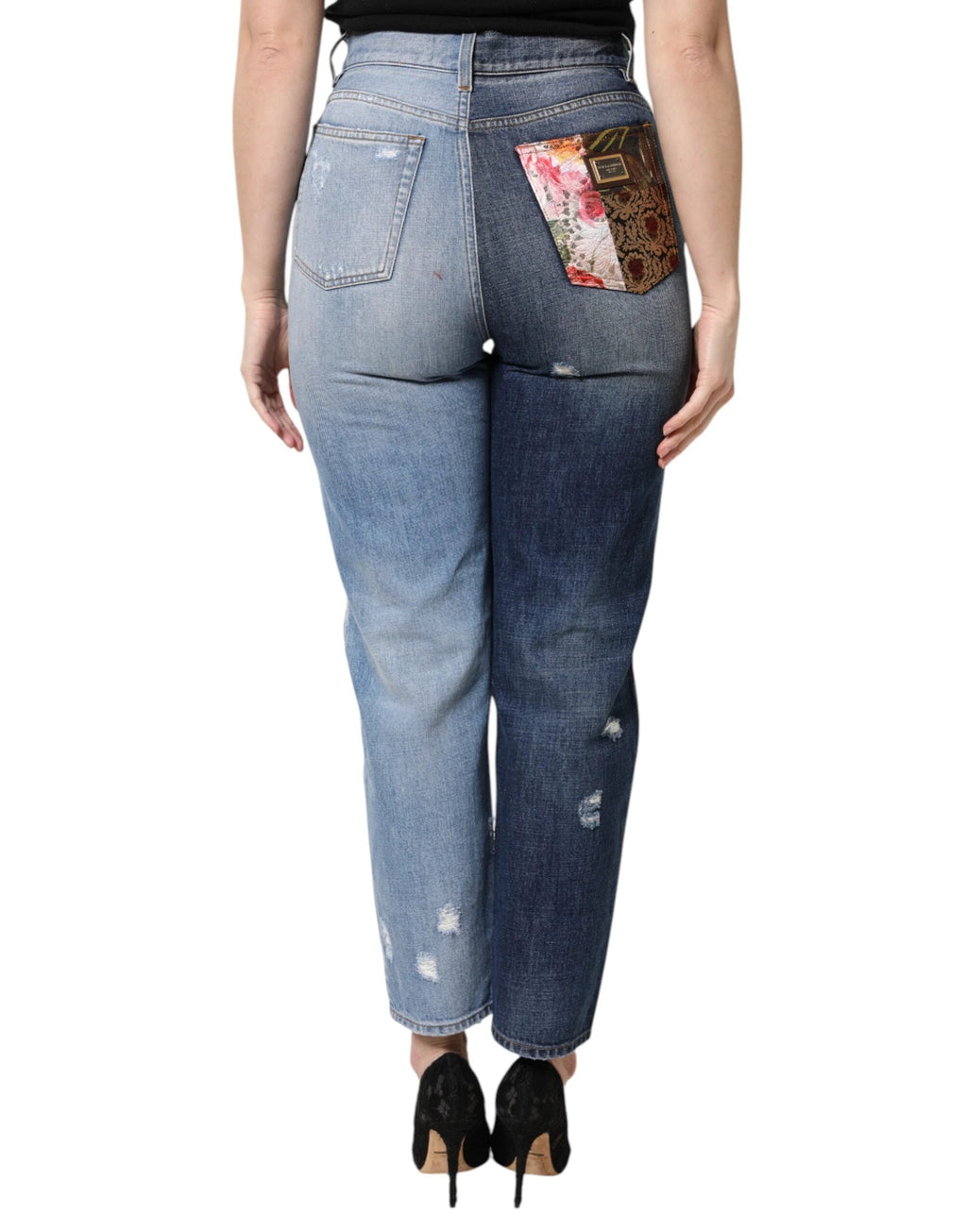 Dolce & Gabbana Multicolor Patchwork High Waist Denim Jeans by Dolce & Gabbana
