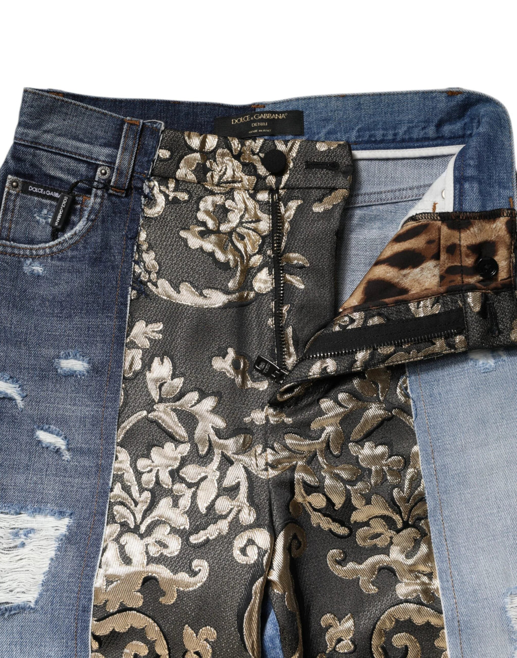 Dolce & Gabbana Multicolor Patchwork High Waist Denim Jeans by Dolce & Gabbana