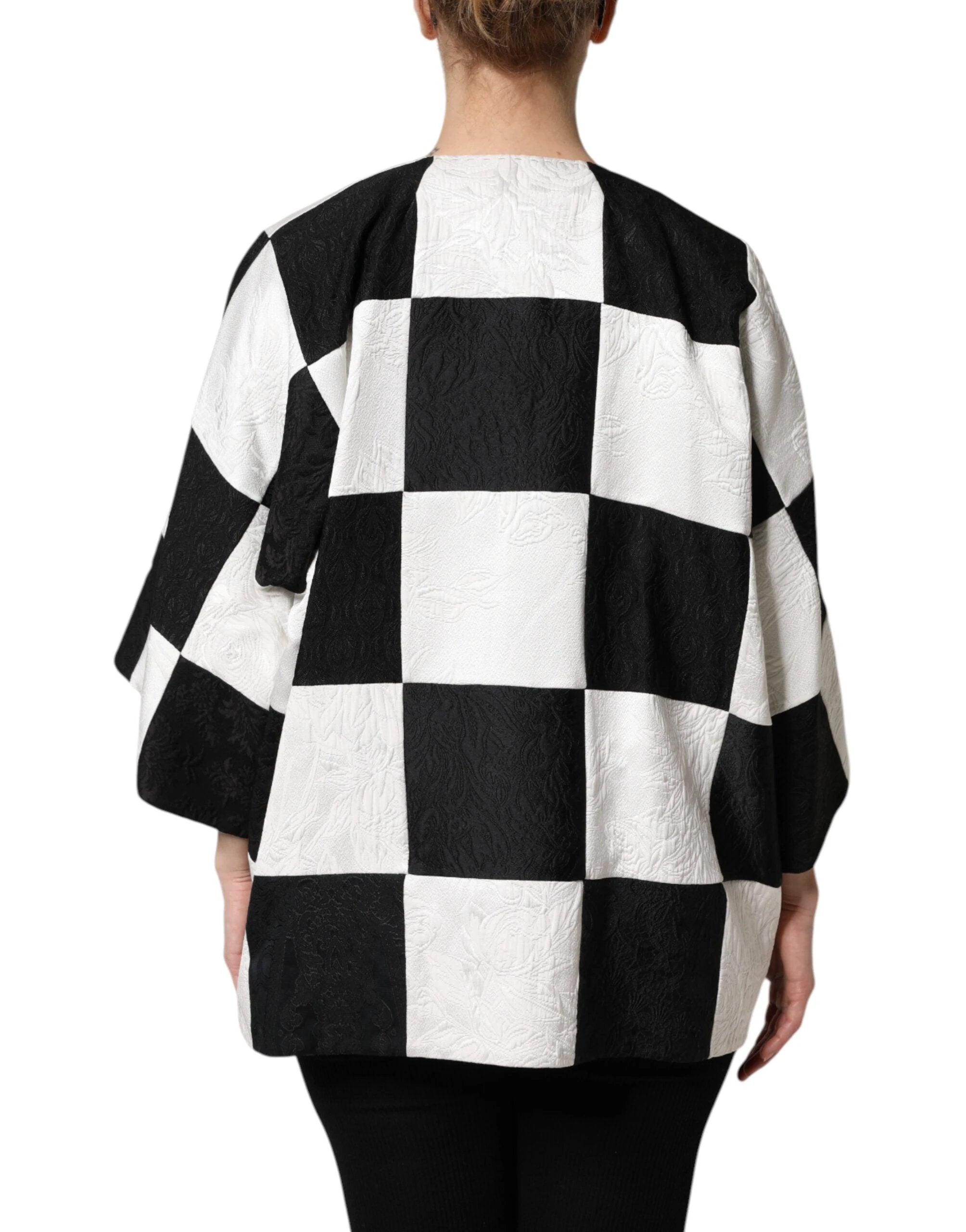 Dolce & Gabbana White Black Patchwork Jacquard Blazer Jacket by Dolce & Gabbana