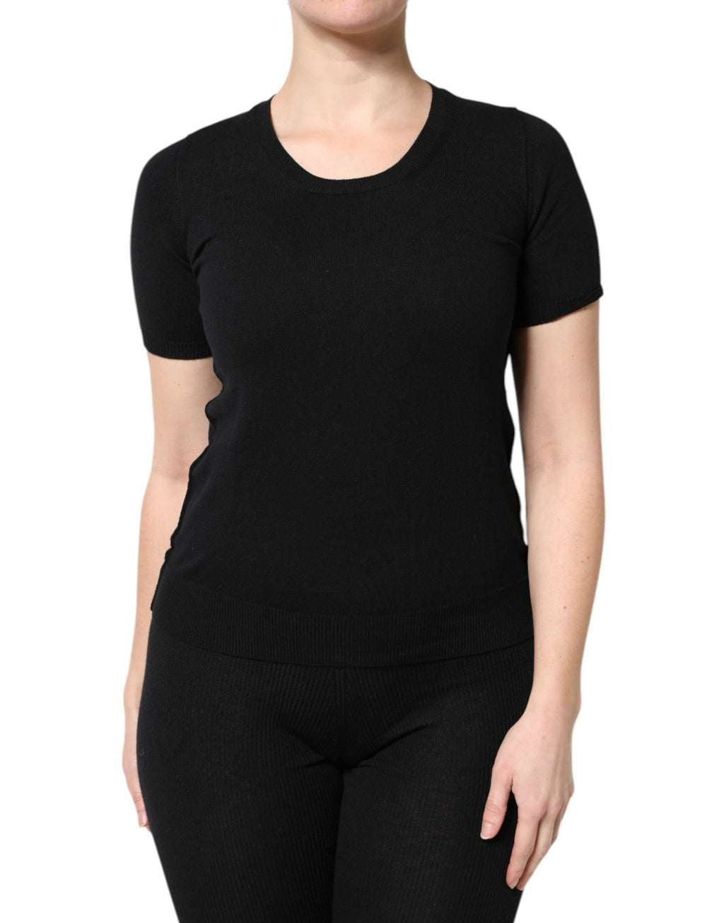 Dolce & Gabbana Black Cotton Round Neck Short Sleeve T-shirt by Dolce & Gabbana