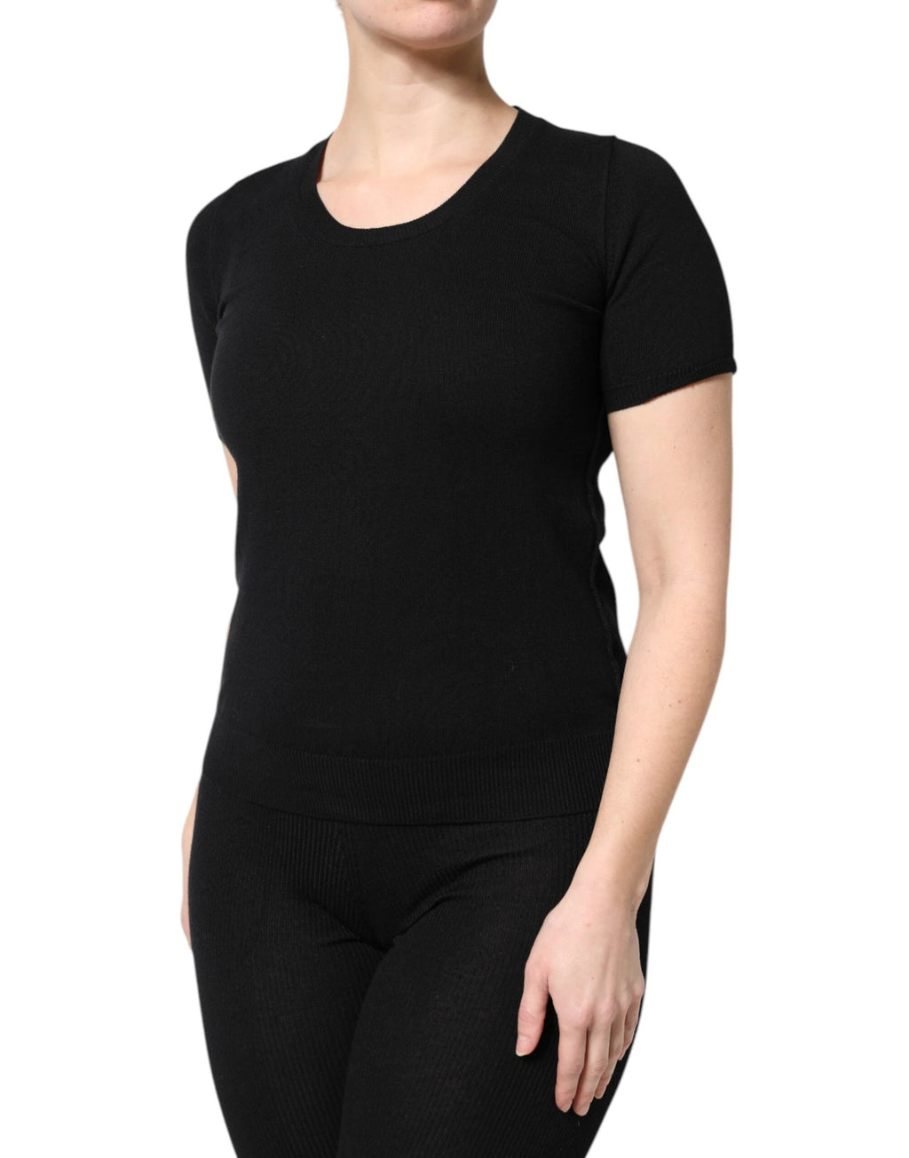 Dolce & Gabbana Black Cotton Round Neck Short Sleeve T-shirt by Dolce & Gabbana