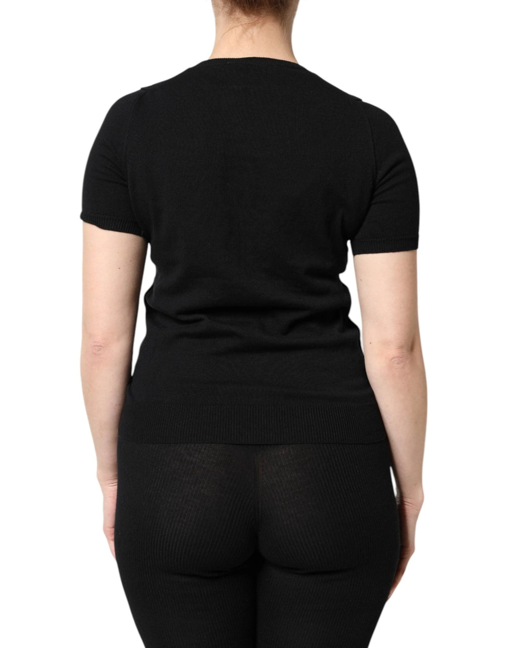 Dolce & Gabbana Black Cotton Round Neck Short Sleeve T-shirt by Dolce & Gabbana