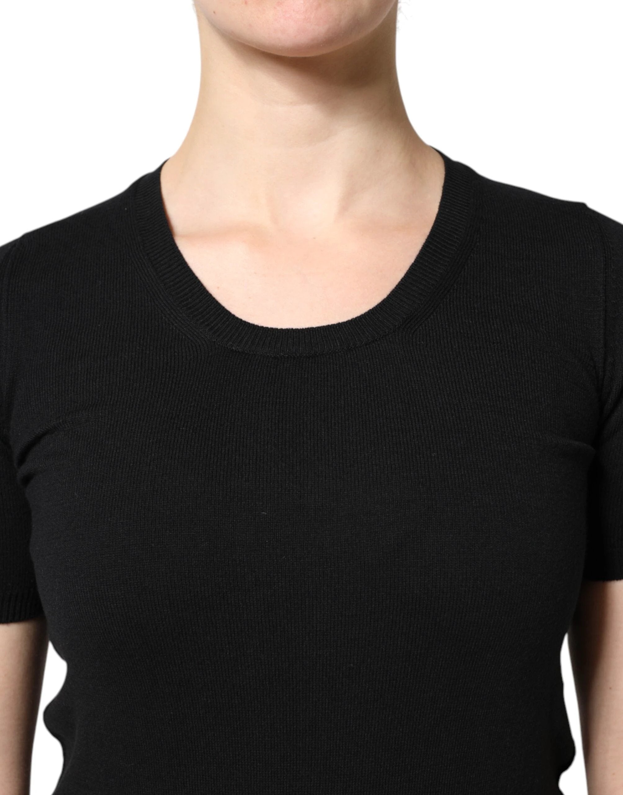 Dolce & Gabbana Black Cotton Round Neck Short Sleeve T-shirt by Dolce & Gabbana