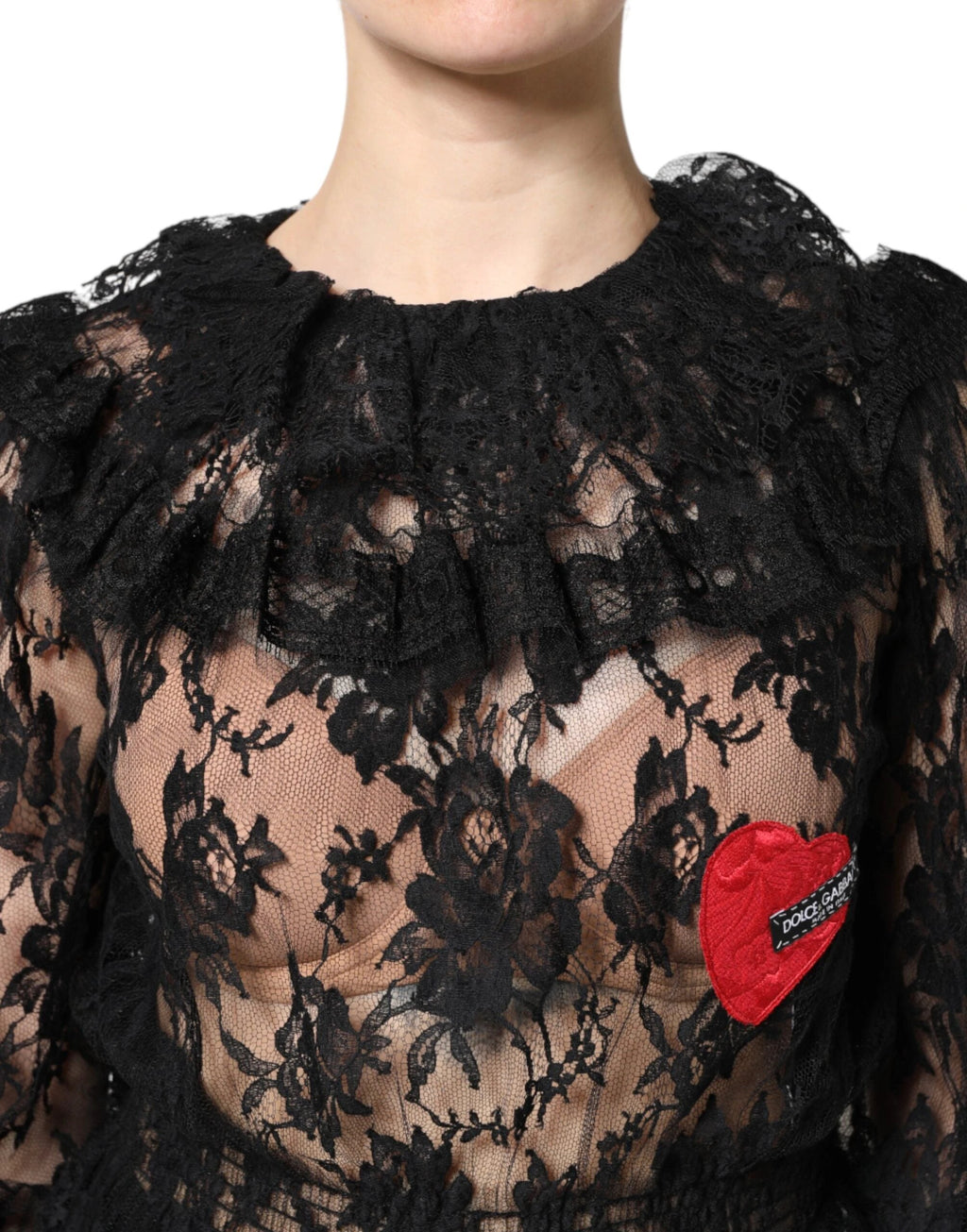 Dolce & Gabbana Black Cotton Floral Lace Women Blouse Top by Dolce & Gabbana