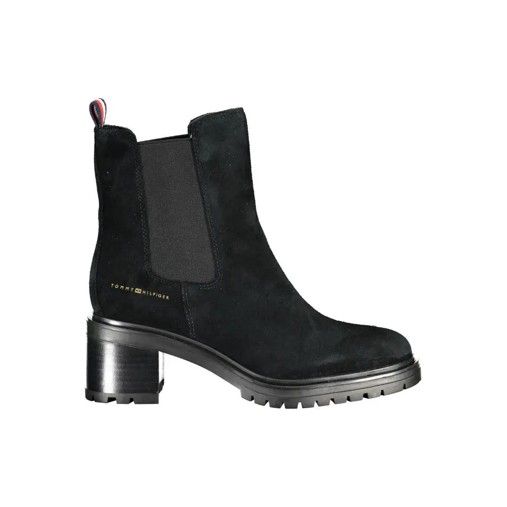 Bottes Tommy Hilfiger en cuir noir pour femmes