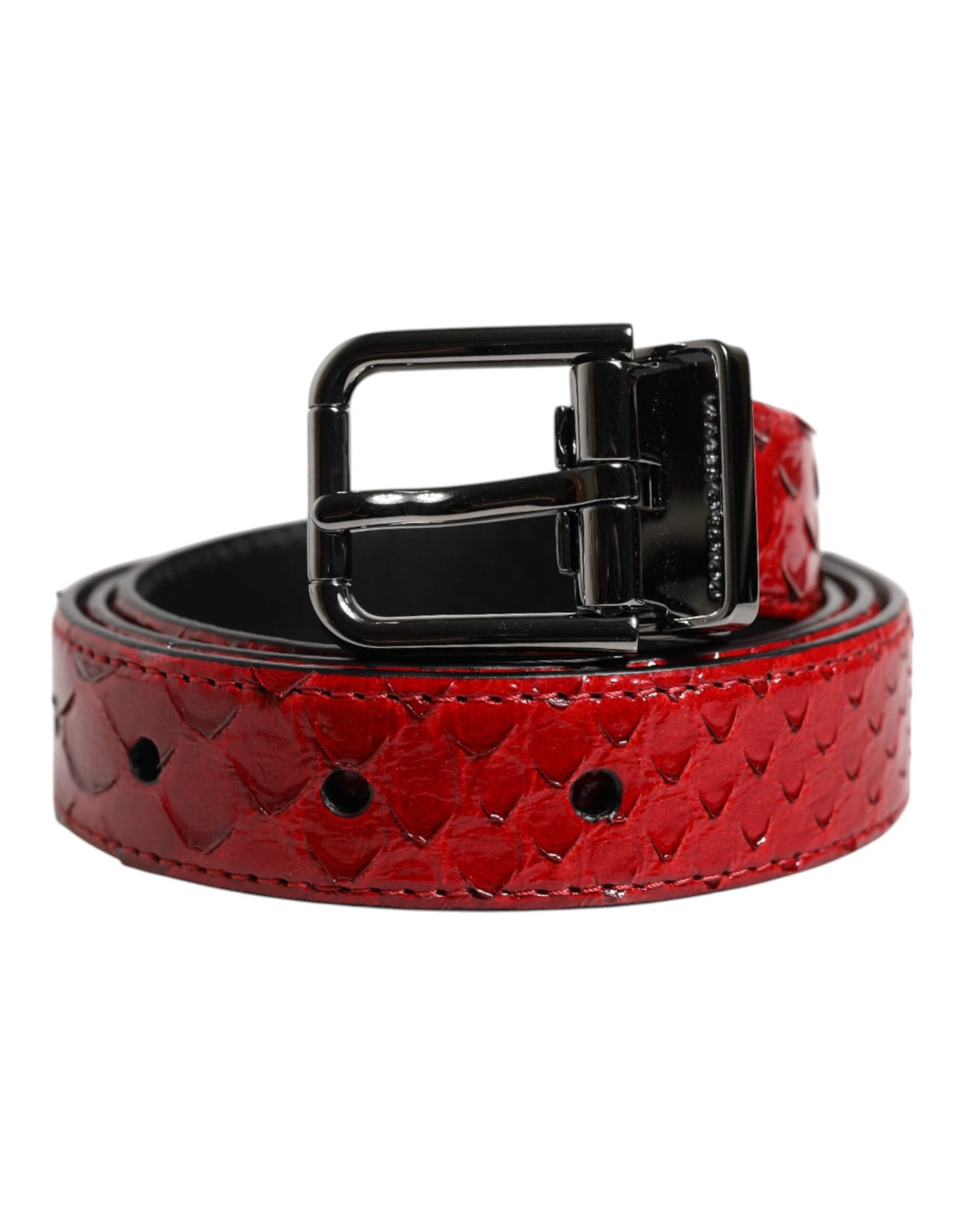 Dolce & Gabbana Red Exotic Leather Brass Metal Buckle Belt by Dolce & Gabbana