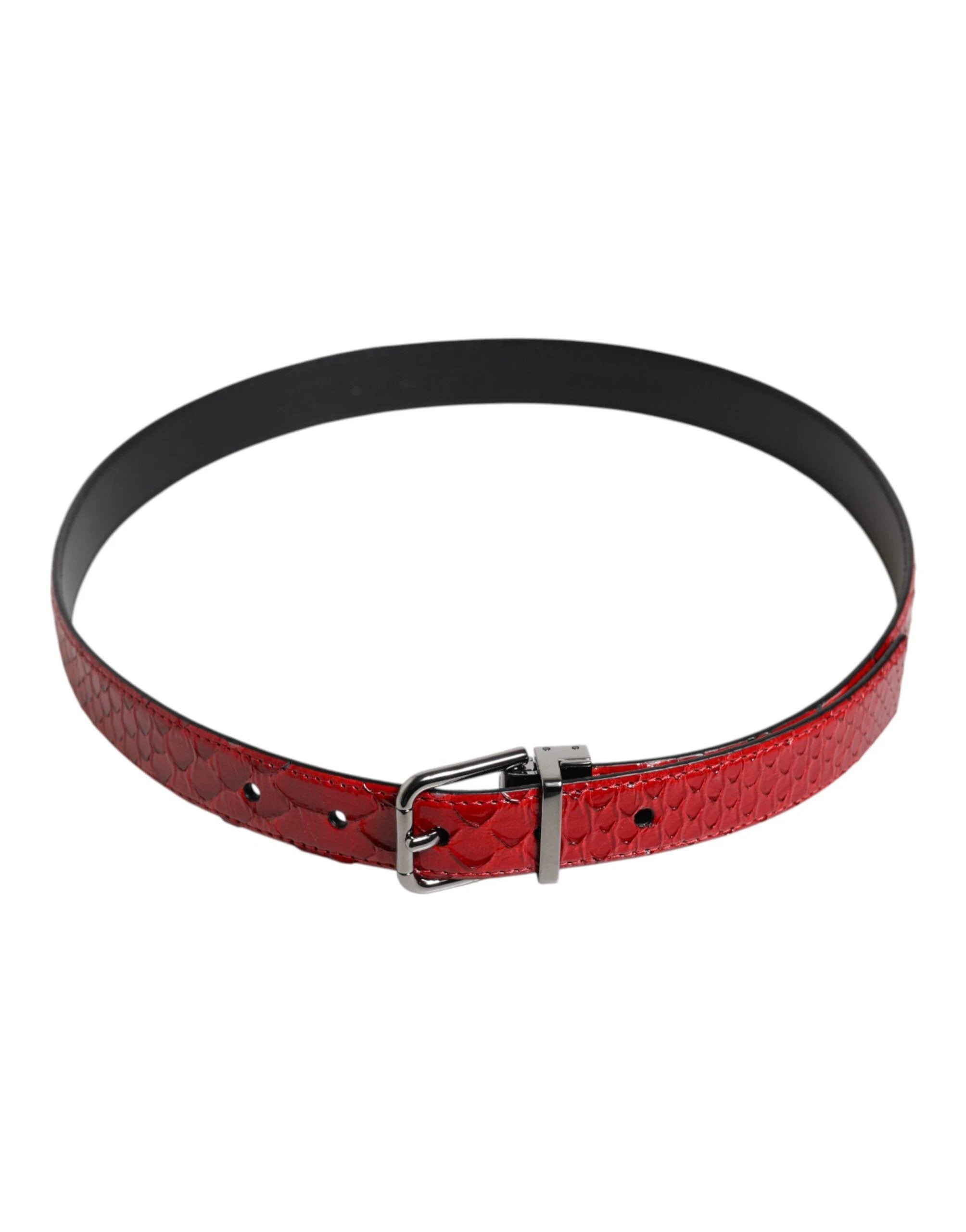 Dolce & Gabbana Red Exotic Leather Brass Metal Buckle Belt by Dolce & Gabbana