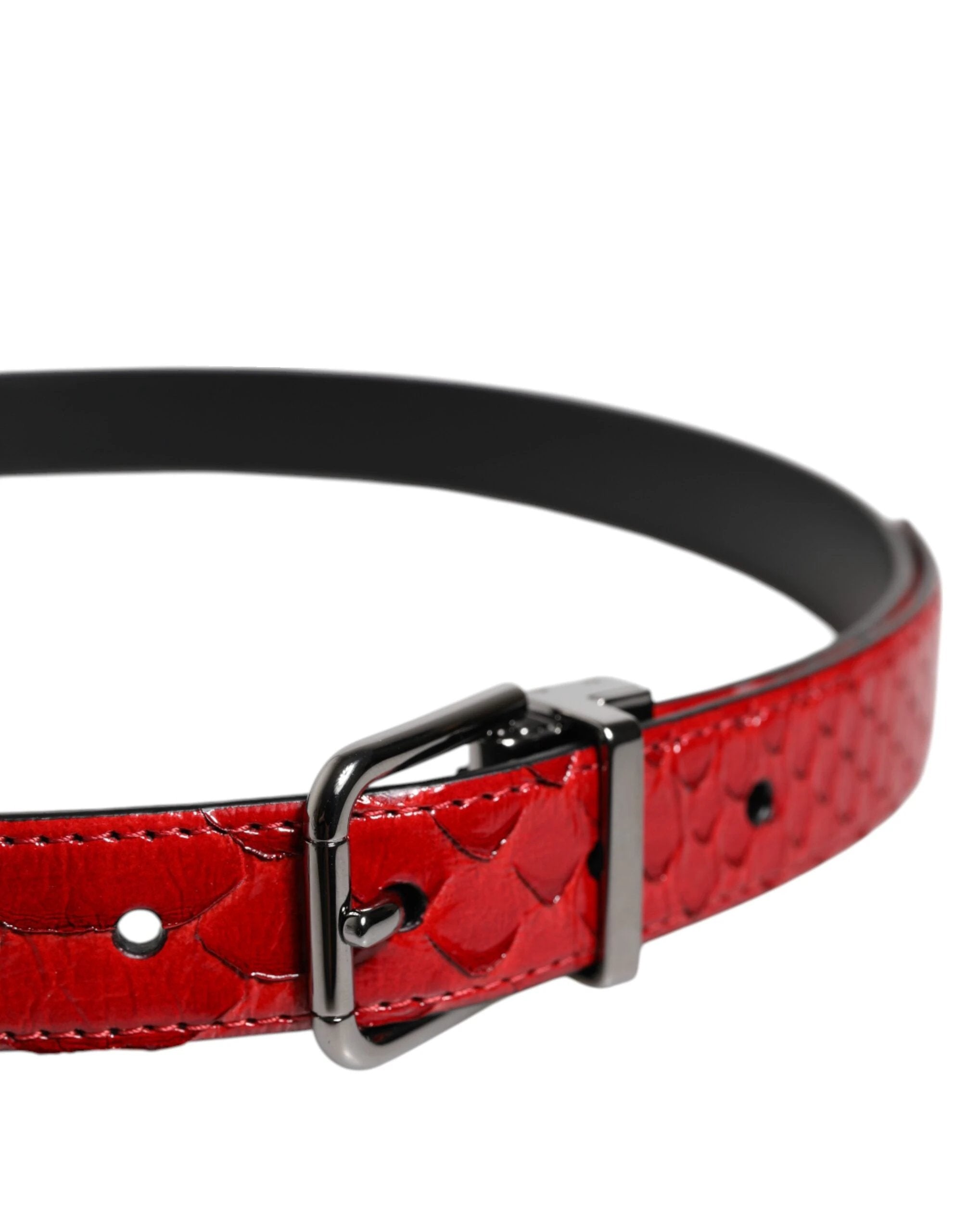 Dolce & Gabbana Red Exotic Leather Brass Metal Buckle Belt by Dolce & Gabbana
