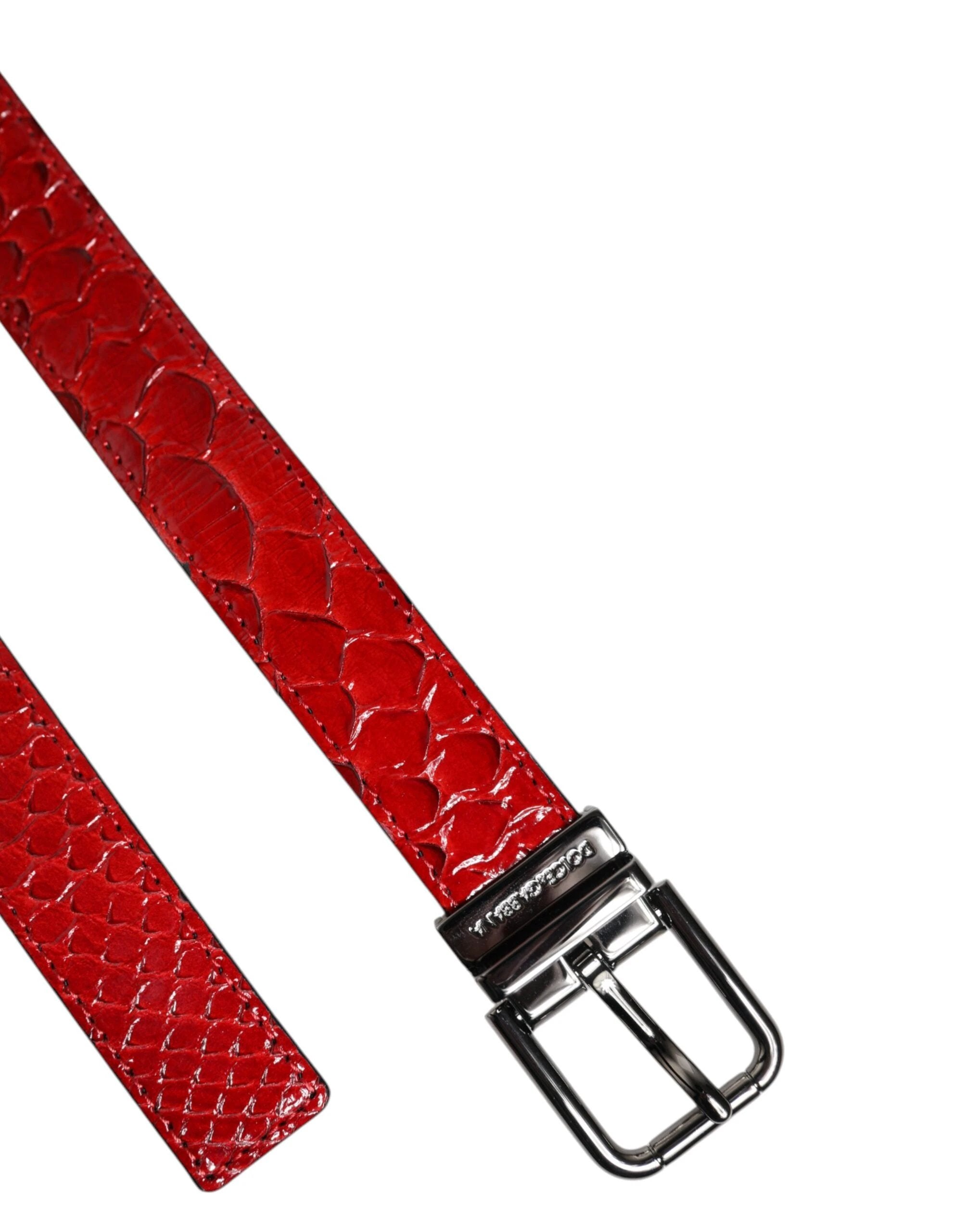 Dolce & Gabbana Red Exotic Leather Brass Metal Buckle Belt by Dolce & Gabbana