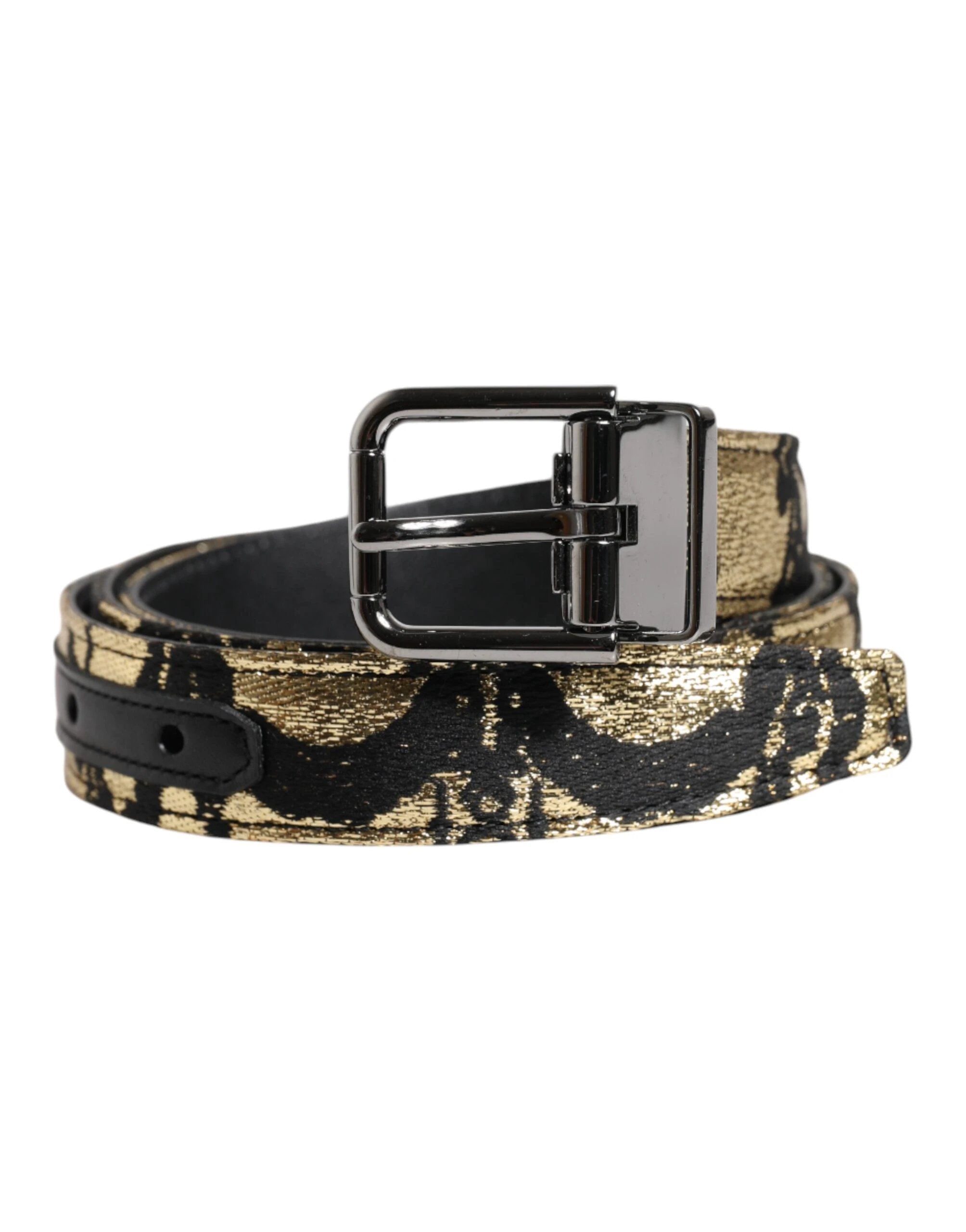 Dolce & Gabbana Multicolor Jacquard Leather Metal Buckle Belt by Dolce & Gabbana