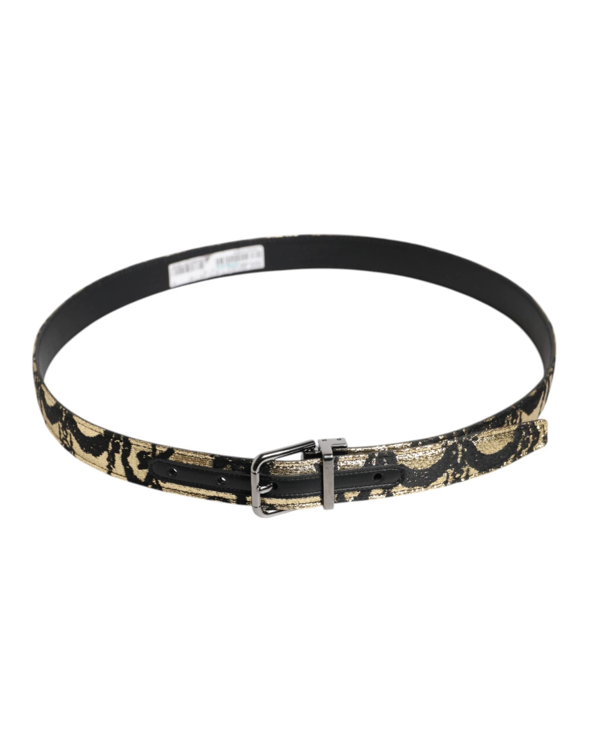 Dolce & Gabbana Multicolor Jacquard Leather Metal Buckle Belt by Dolce & Gabbana