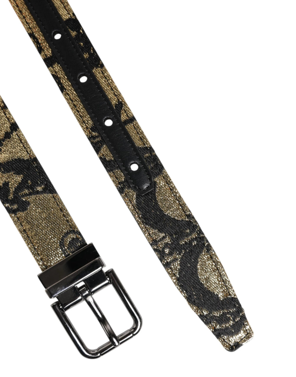 Dolce & Gabbana Multicolor Jacquard Leather Metal Buckle Belt by Dolce & Gabbana