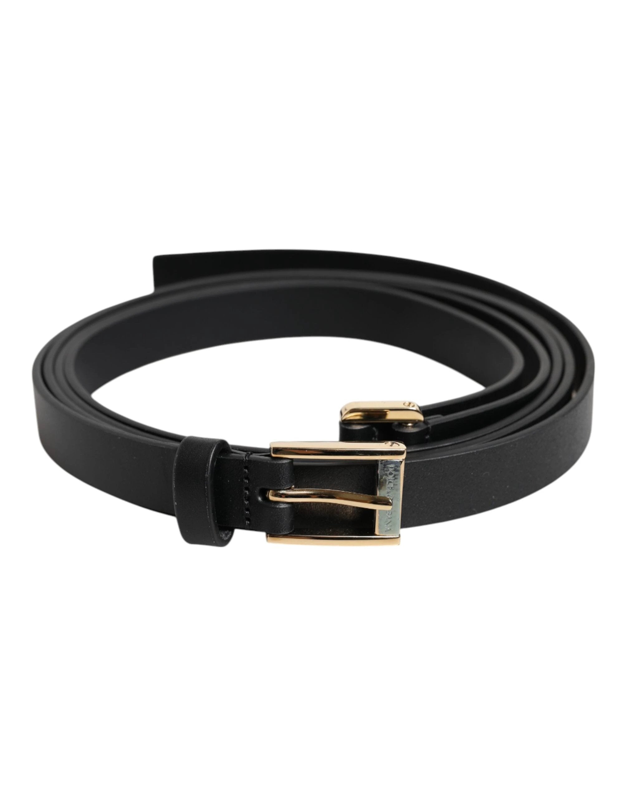 Dolce & Gabbana Black Classic Gold Metal Logo Buckle Belt by Dolce & Gabbana