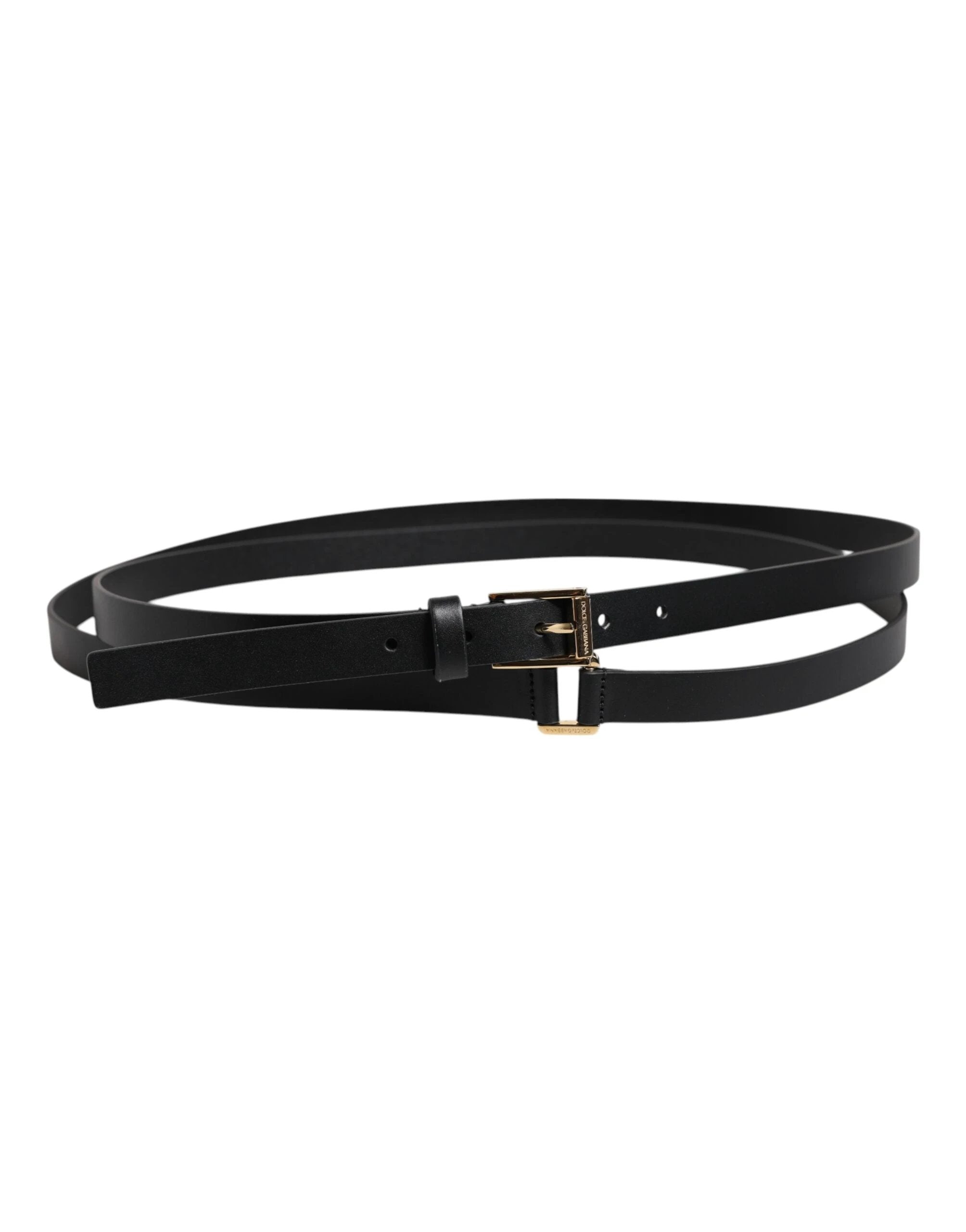 Dolce & Gabbana Black Classic Gold Metal Logo Buckle Belt by Dolce & Gabbana