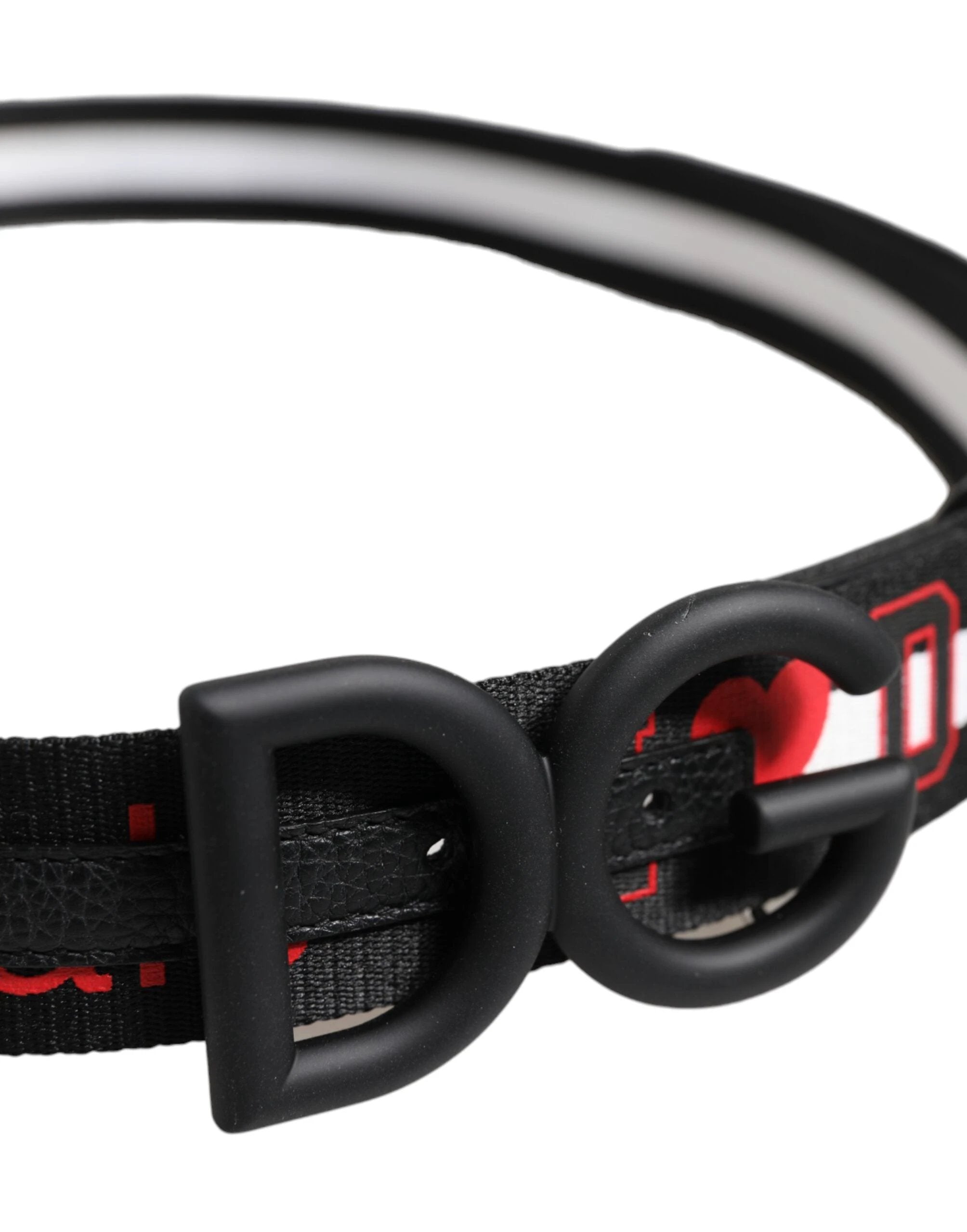 Dolce & Gabbana Black Polyester Logo Print DG Buckle Belt by Dolce & Gabbana