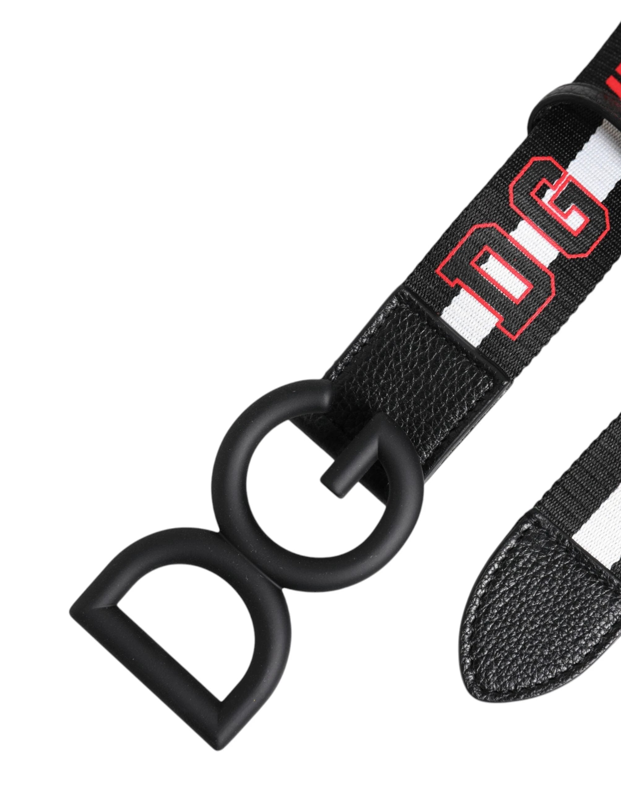 Dolce & Gabbana Black Polyester Logo Print DG Buckle Belt by Dolce & Gabbana
