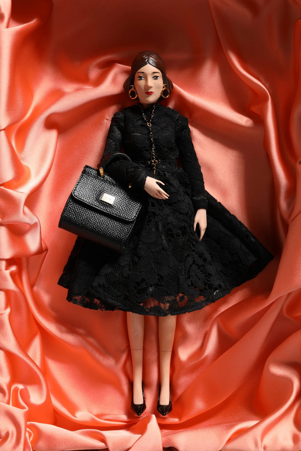 Dolce & Gabbana Black Dress Ceramic Porcelain Fashion Leather Sicily Dolls by Dolce & Gabbana