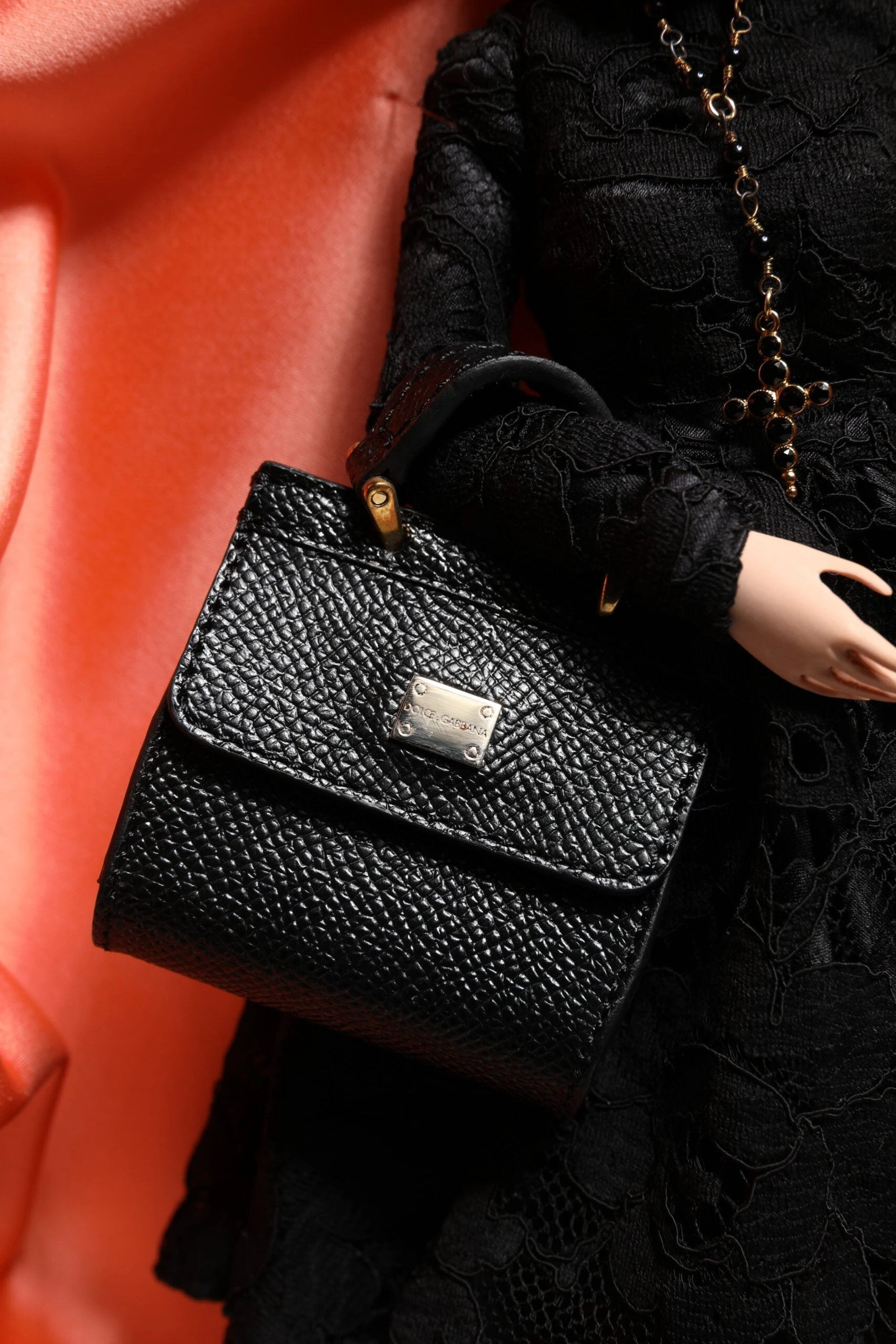 Dolce & Gabbana Black Dress Ceramic Porcelain Fashion Leather Sicily Dolls by Dolce & Gabbana