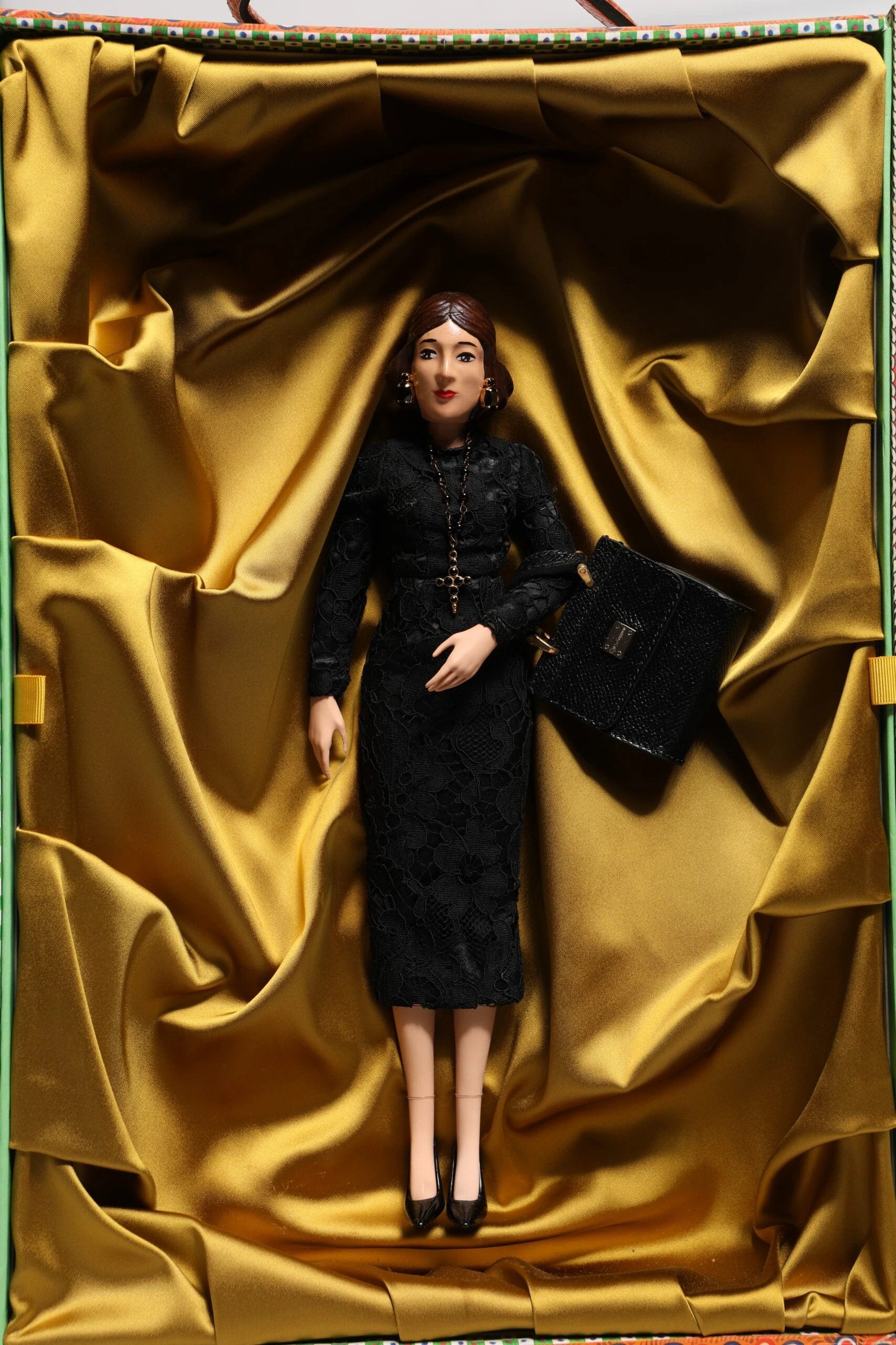 Dolce & Gabbana Black Dress Ceramic Porcelain Fashion Leather Sicily Dolls by Dolce & Gabbana