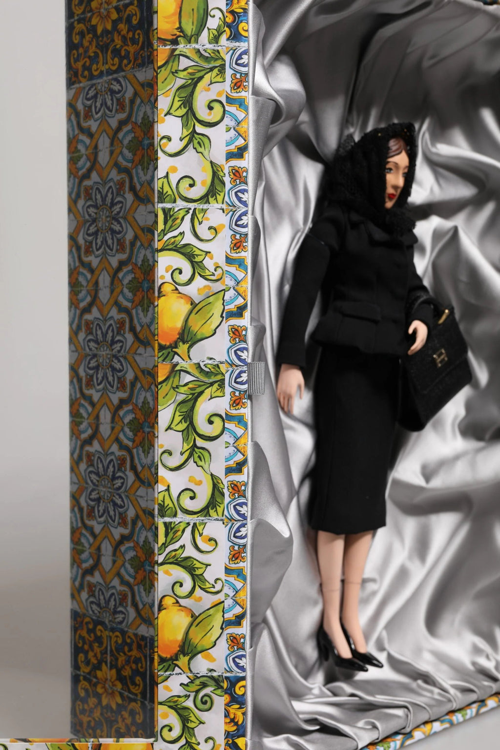 Dolce & Gabbana Black Dress Ceramic Porcelain Fashion Leather Sicily Dolls by Dolce & Gabbana
