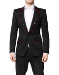 Dolce & Gabbana Black SICILIA CrystalEmbellished Coat Blazer by Dolce & Gabbana