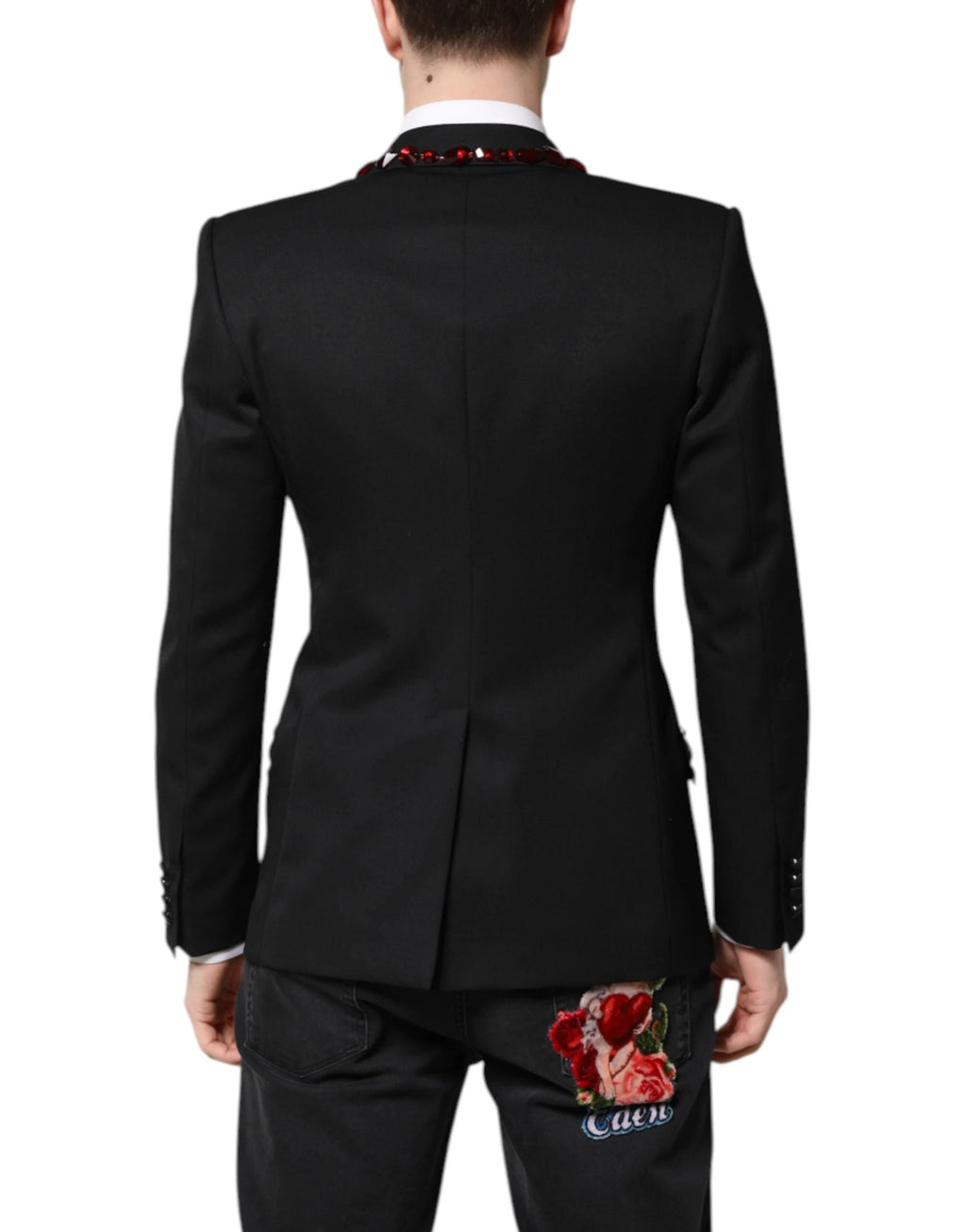 Dolce & Gabbana Black SICILIA CrystalEmbellished Coat Blazer by Dolce & Gabbana