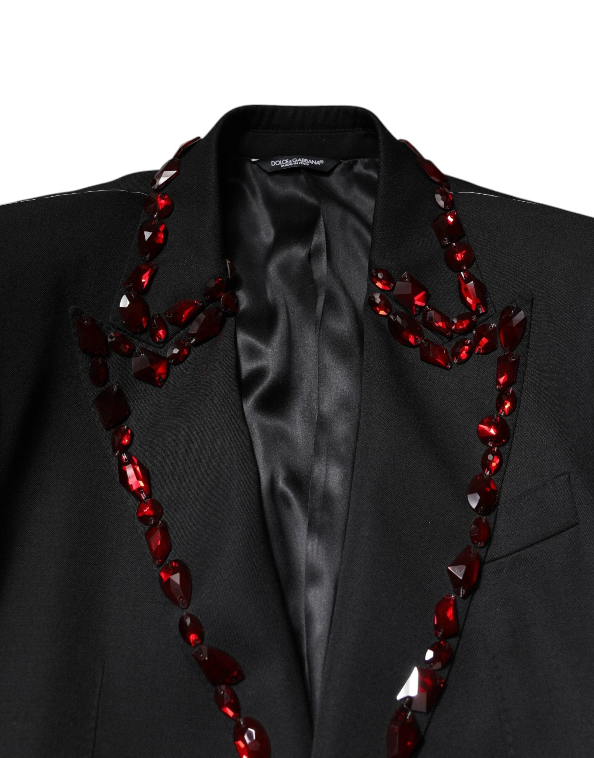 Dolce & Gabbana Black SICILIA CrystalEmbellished Coat Blazer by Dolce & Gabbana