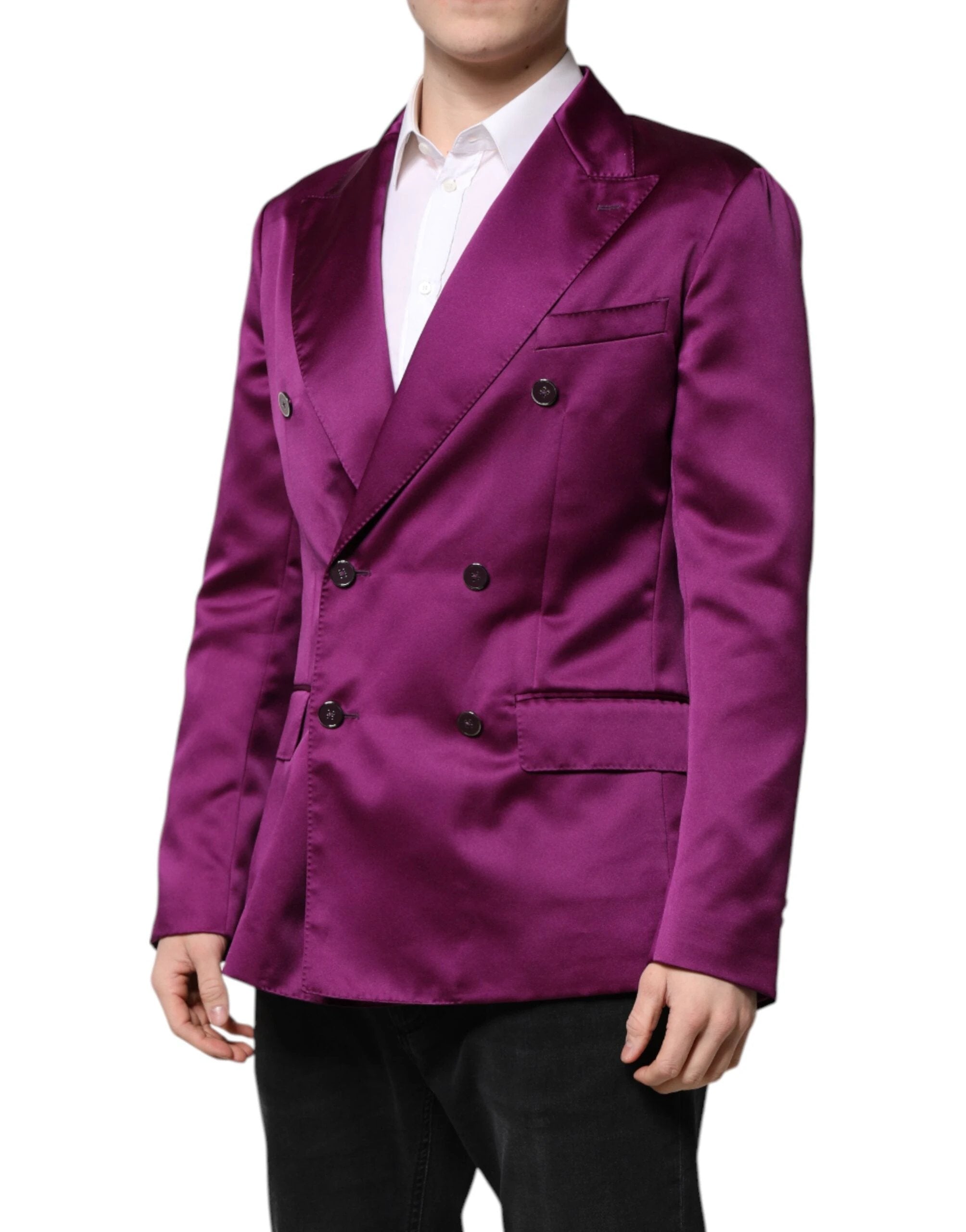 Dolce & Gabbana Purple Double Breasted Men Suit Coat Blazer by Dolce & Gabbana