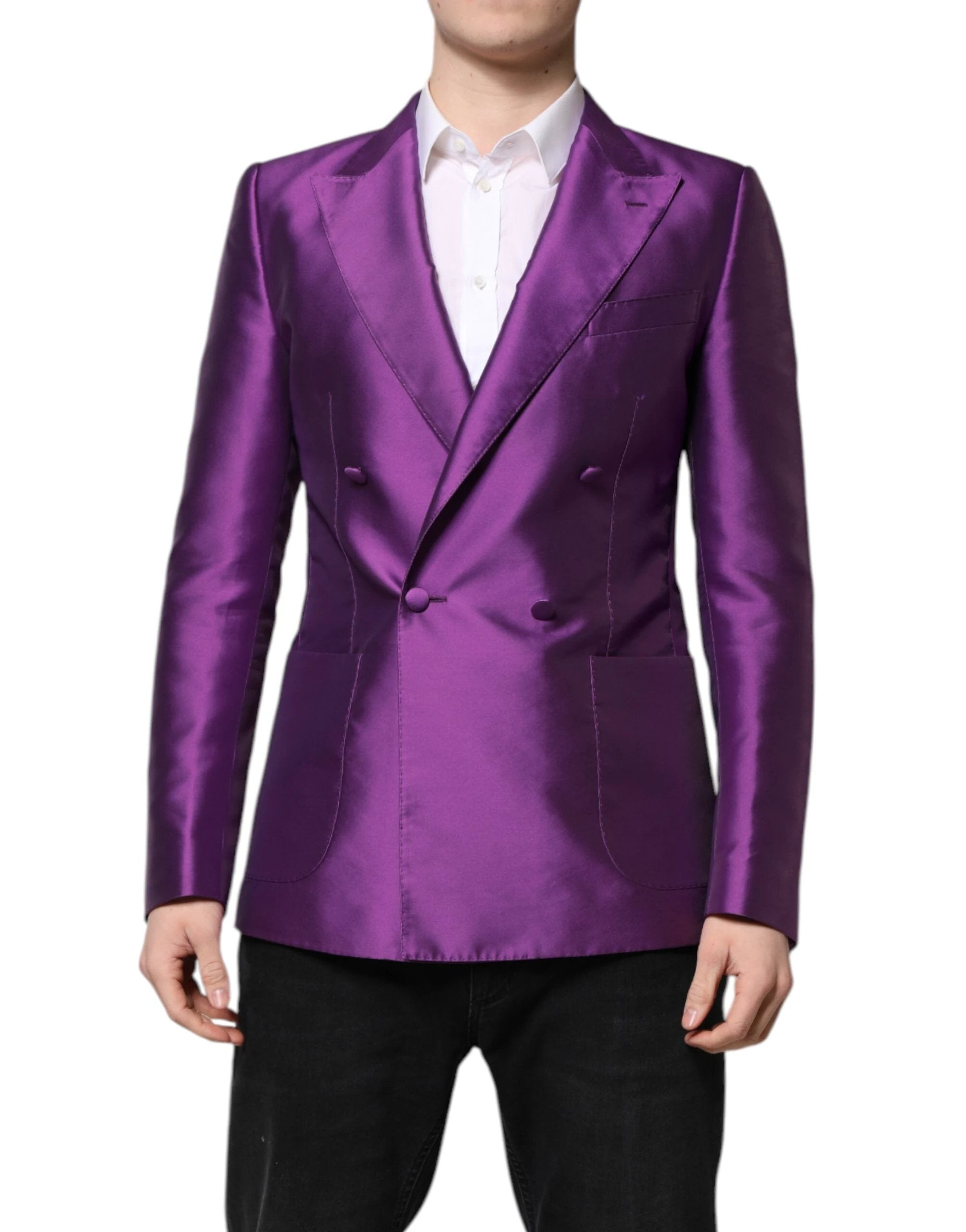 Dolce & Gabbana Purple Double Breasted Men Suit Coat Blazer by Dolce & Gabbana