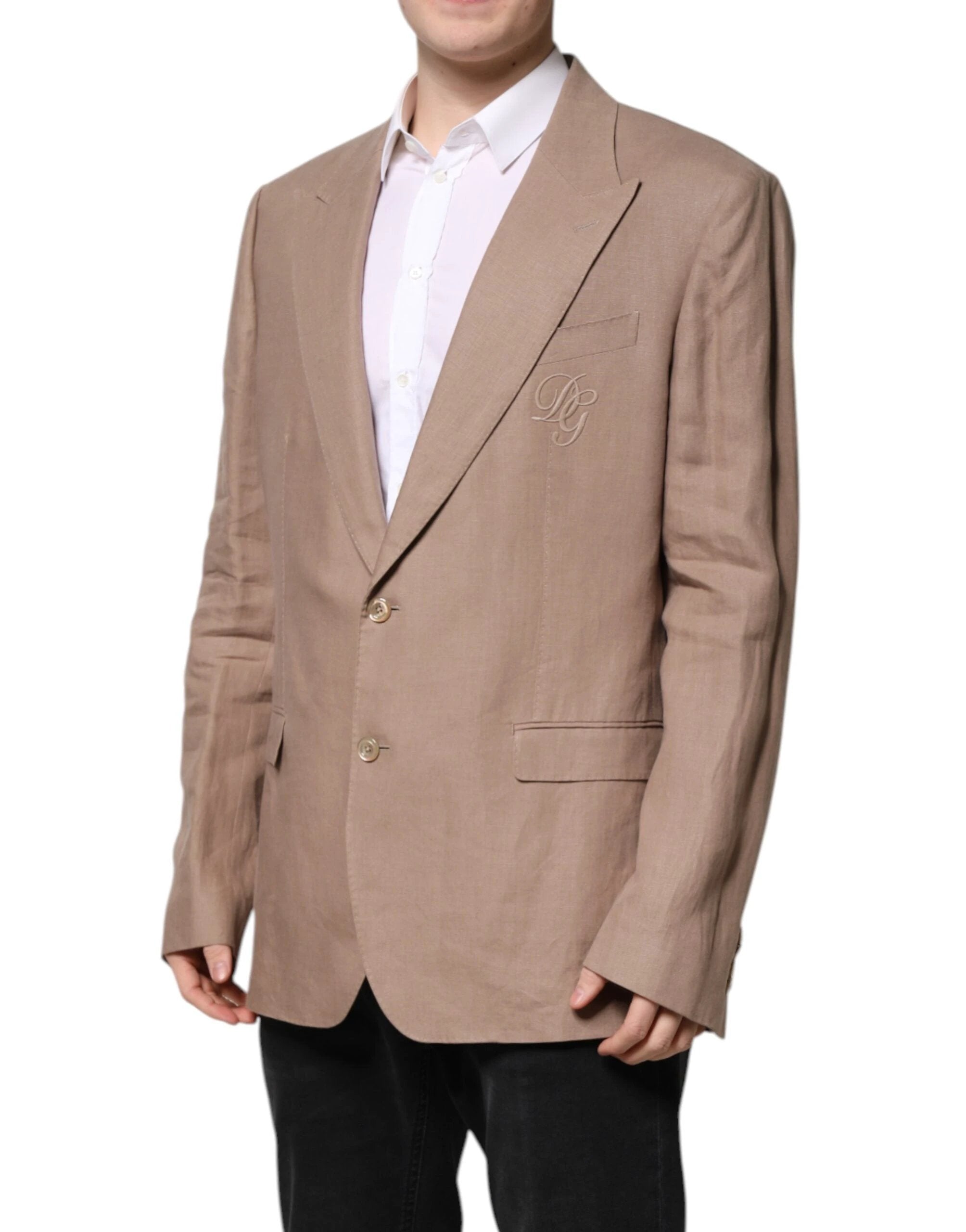 Dolce & Gabbana Beige TAORMINA Single Breasted Coat Blazer by Dolce & Gabbana