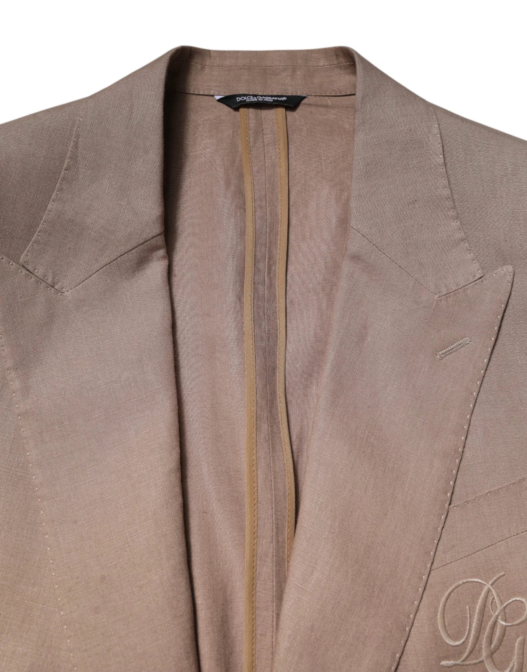Dolce & Gabbana Beige TAORMINA Single Breasted Coat Blazer by Dolce & Gabbana