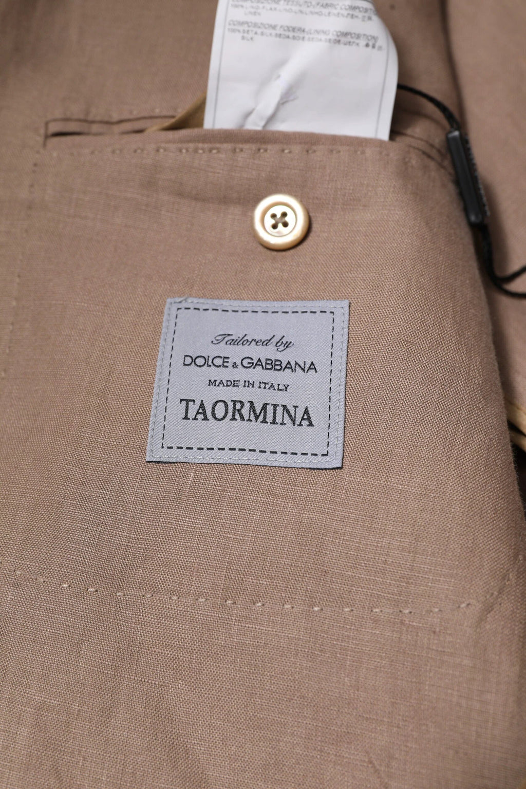 Dolce & Gabbana Beige TAORMINA Single Breasted Coat Blazer by Dolce & Gabbana