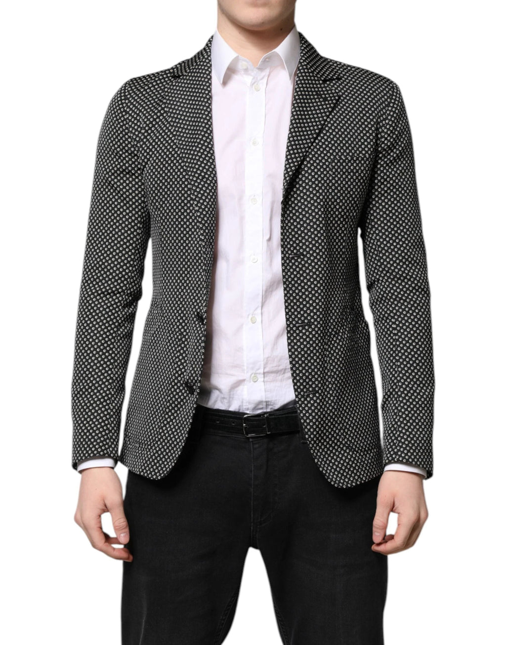 Dolce & Gabbana Black White Patterned Men Suit Coat Blazer by Dolce & Gabbana