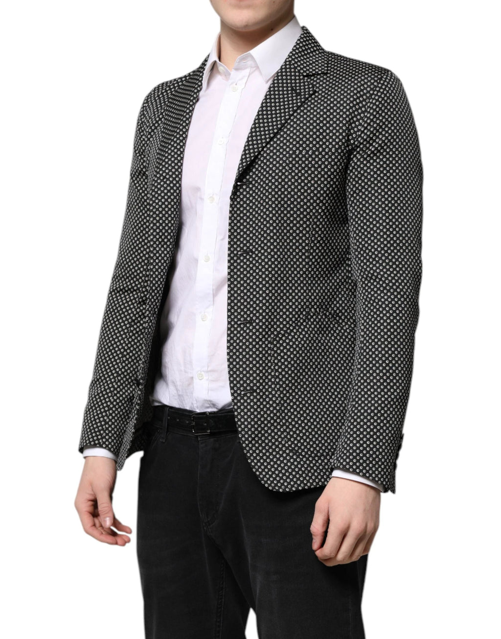 Dolce & Gabbana Black White Patterned Men Suit Coat Blazer by Dolce & Gabbana