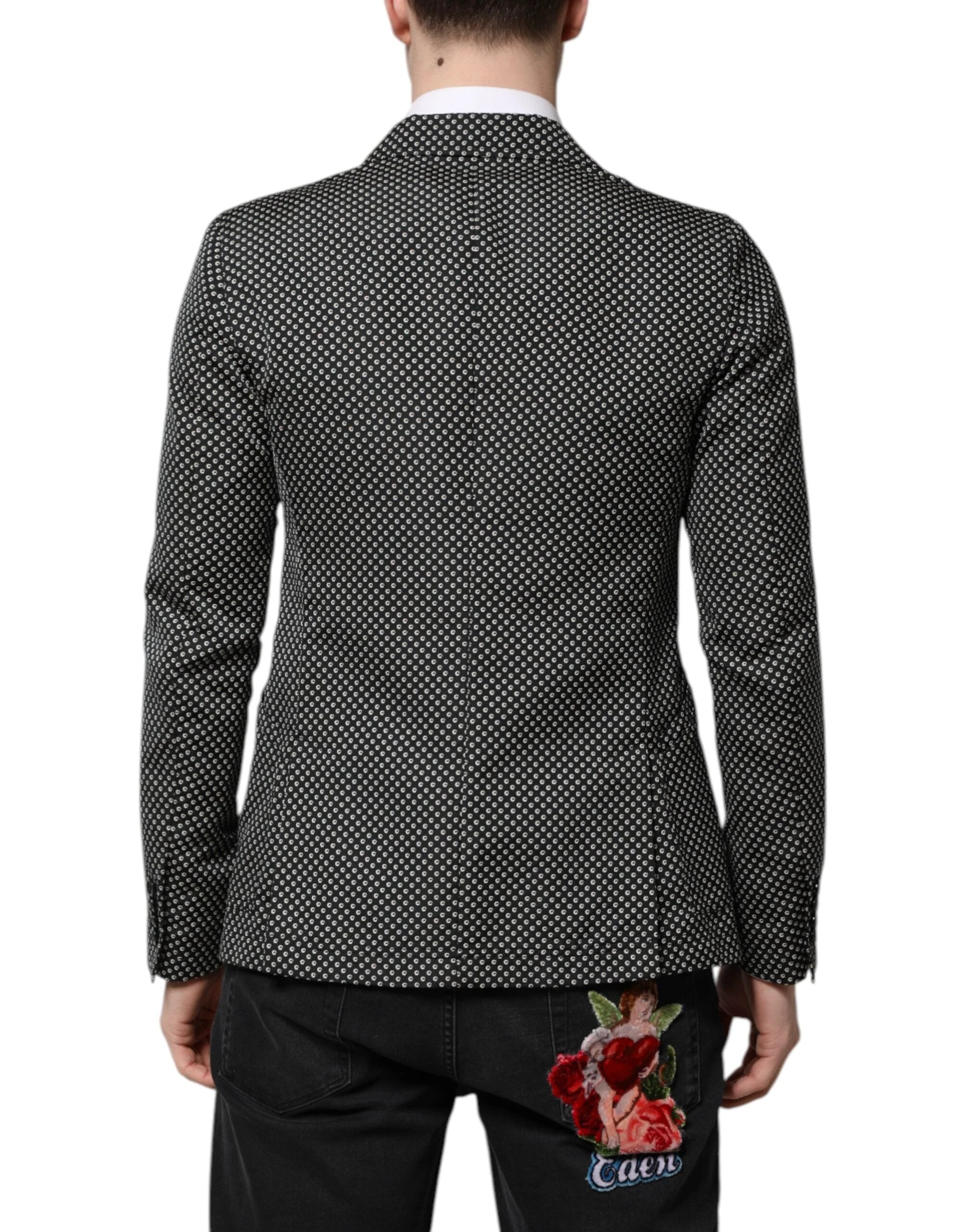 Dolce & Gabbana Black White Patterned Men Suit Coat Blazer by Dolce & Gabbana