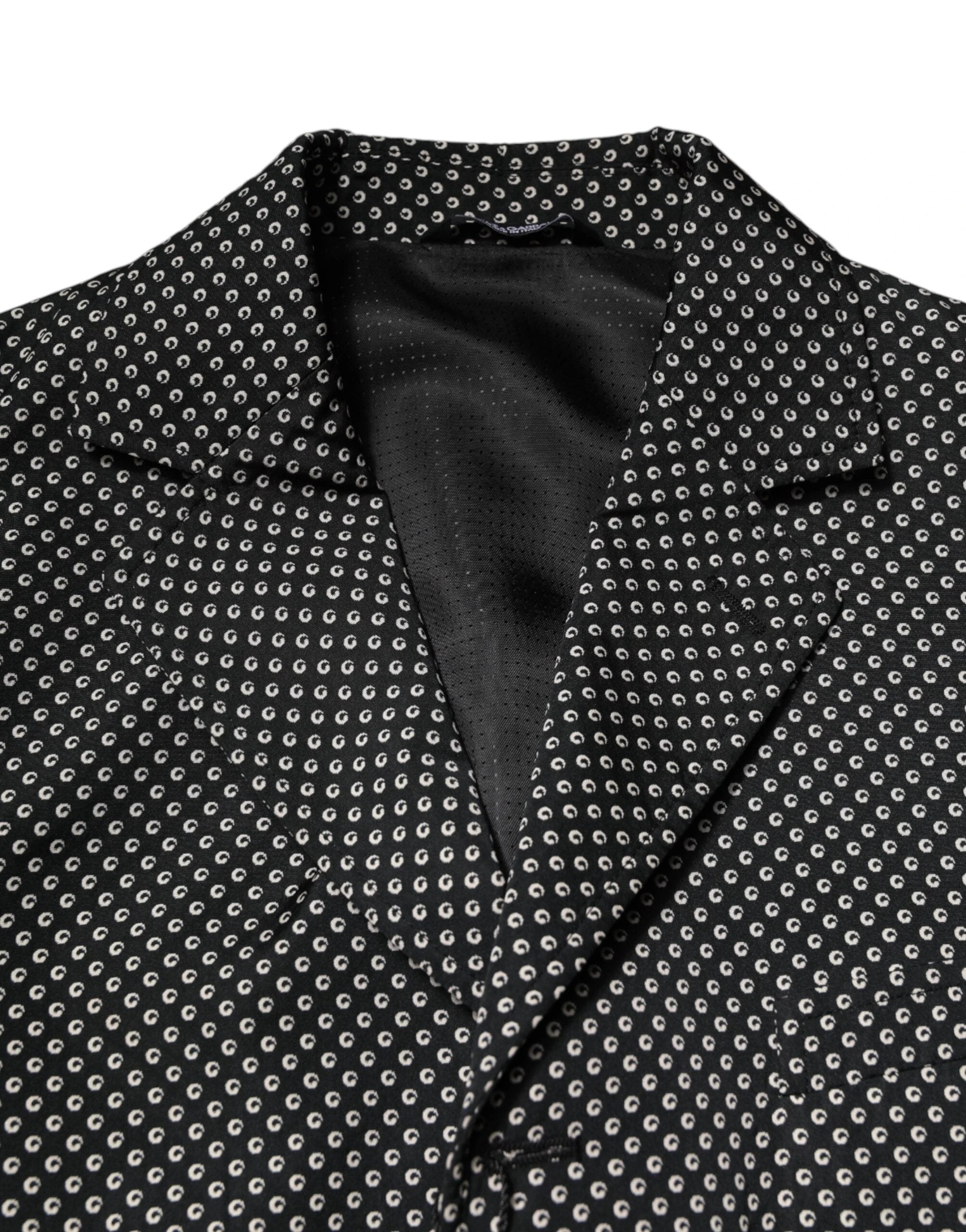 Dolce & Gabbana Black White Patterned Men Suit Coat Blazer by Dolce & Gabbana