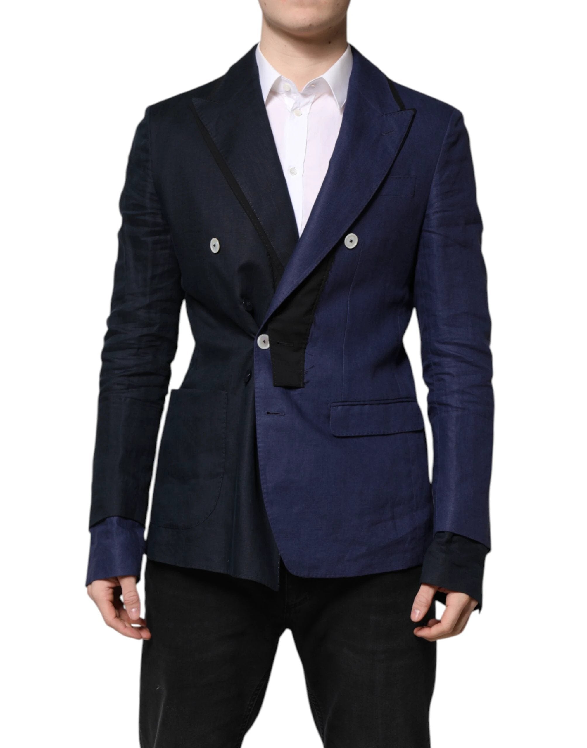 Dolce & Gabbana Navy Blue Double Breasted Suit Coat Blazer by Dolce & Gabbana