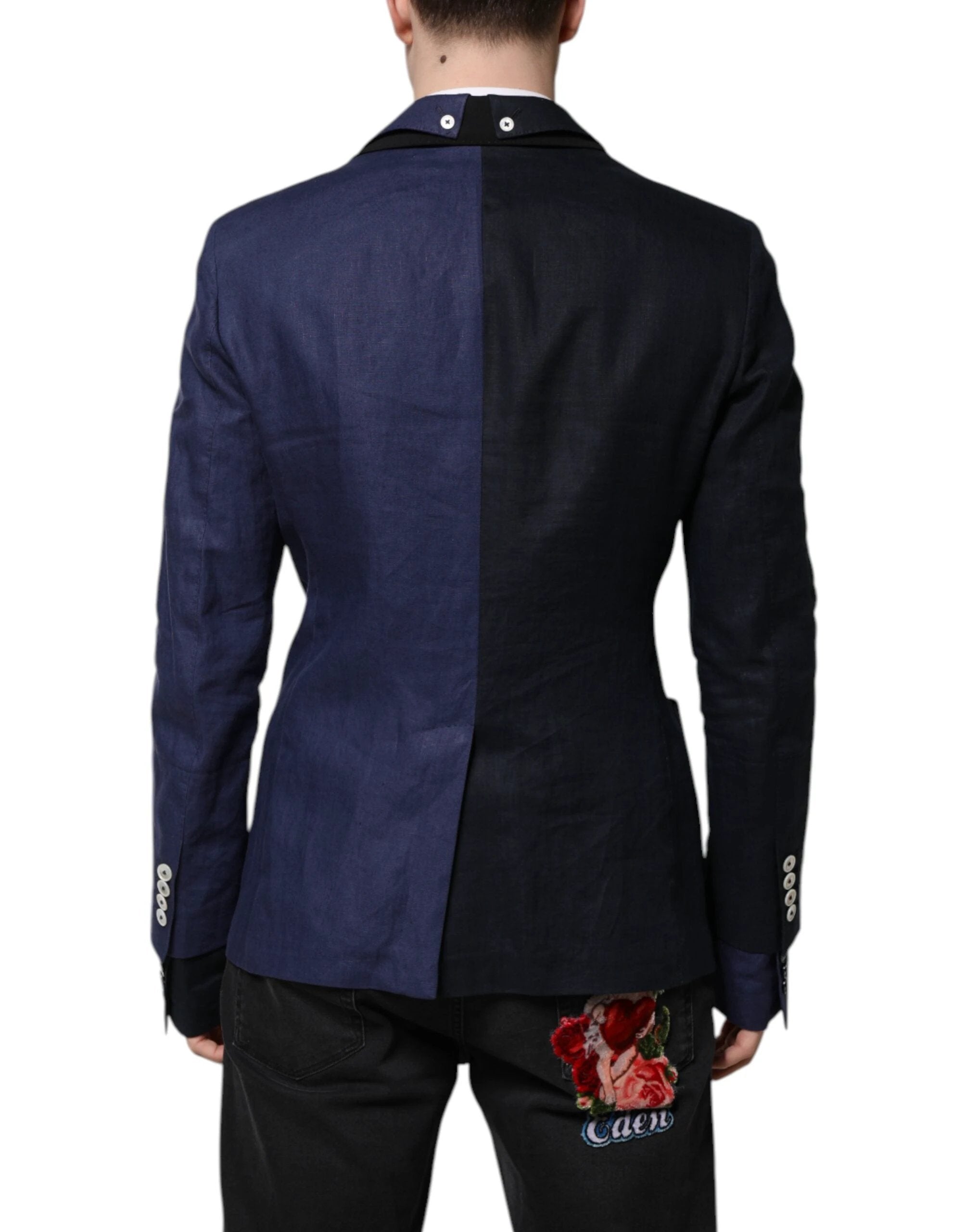 Dolce & Gabbana Navy Blue Double Breasted Suit Coat Blazer by Dolce & Gabbana