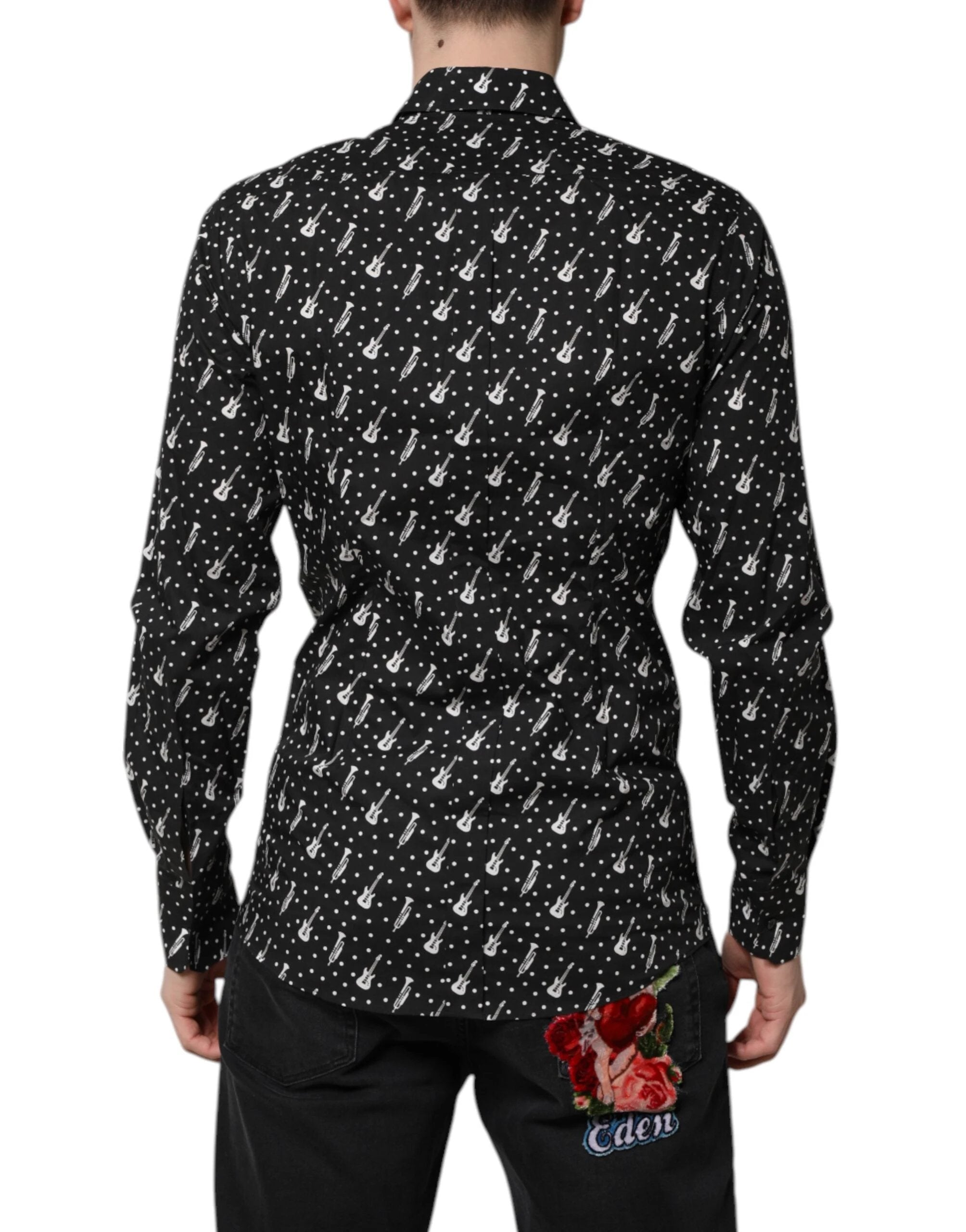 Dolce & Gabbana Black GOLD Instrument Embellished Shirt by Dolce & Gabbana