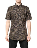 Dolce & Gabbana Multicolor Camouflage Button Down GOLD Shirt by Dolce & Gabbana