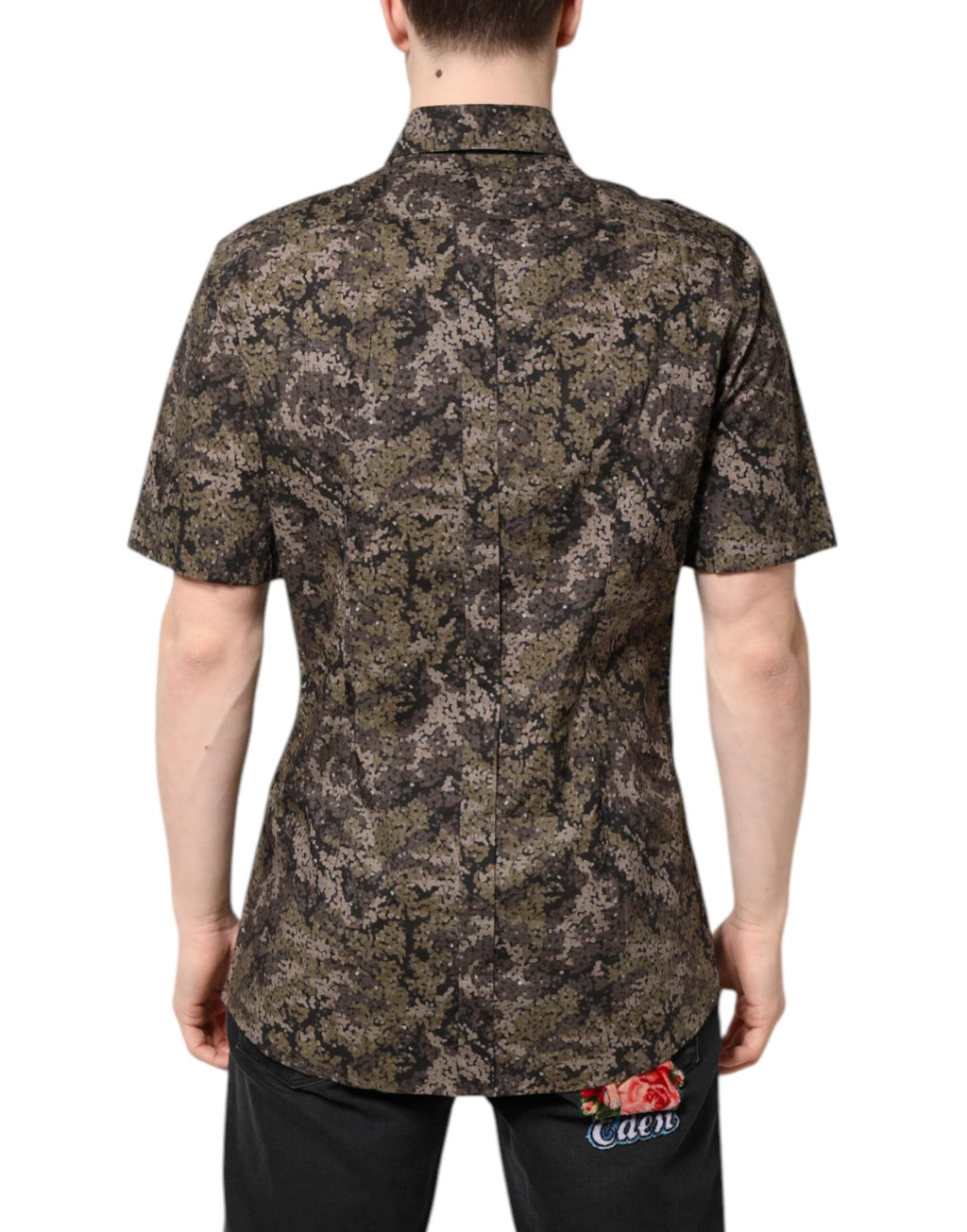 Dolce & Gabbana Multicolor Camouflage Button Down GOLD Shirt by Dolce & Gabbana