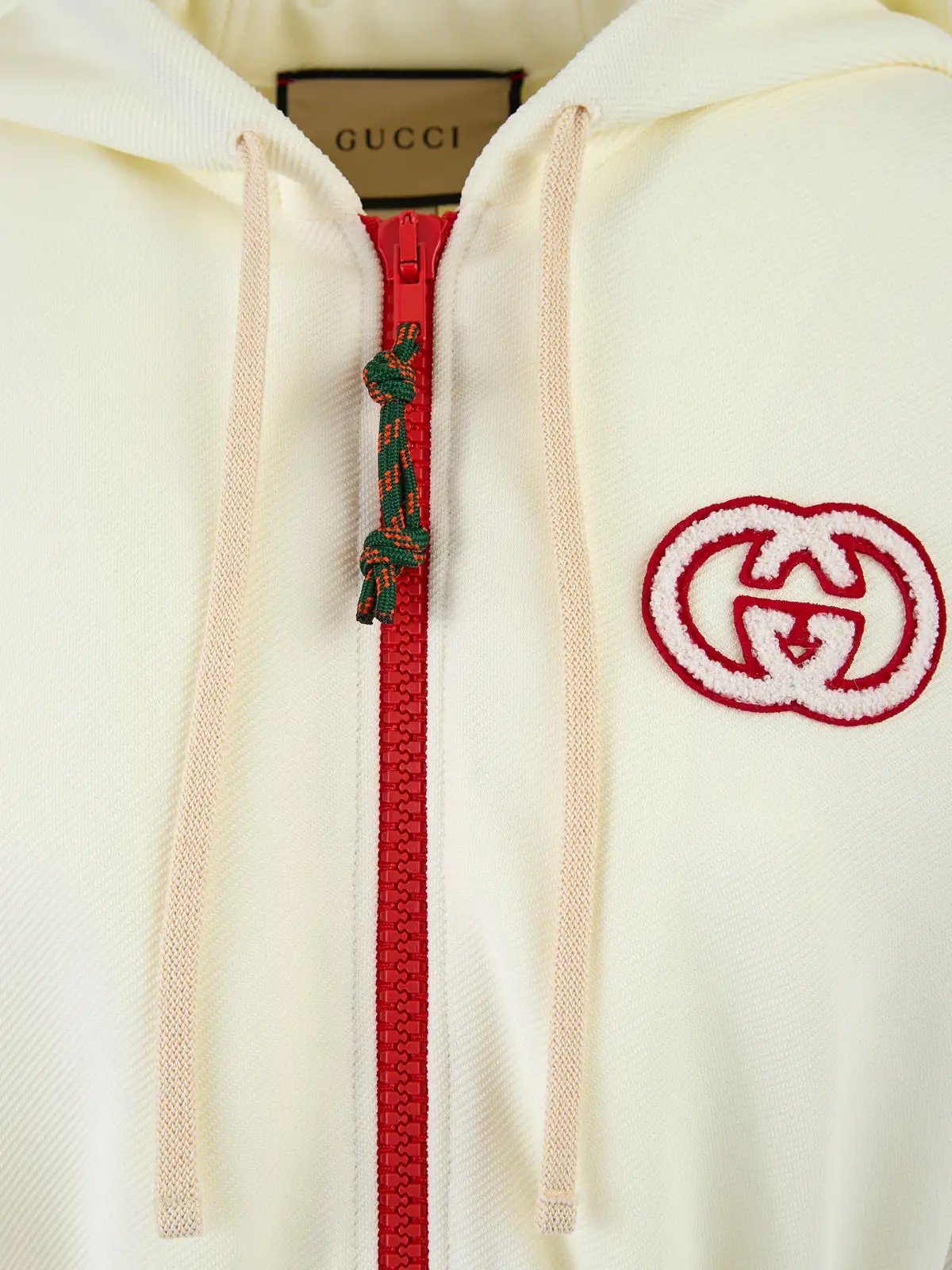 Survêtement Gucci crème en polyester à capuche avec logo