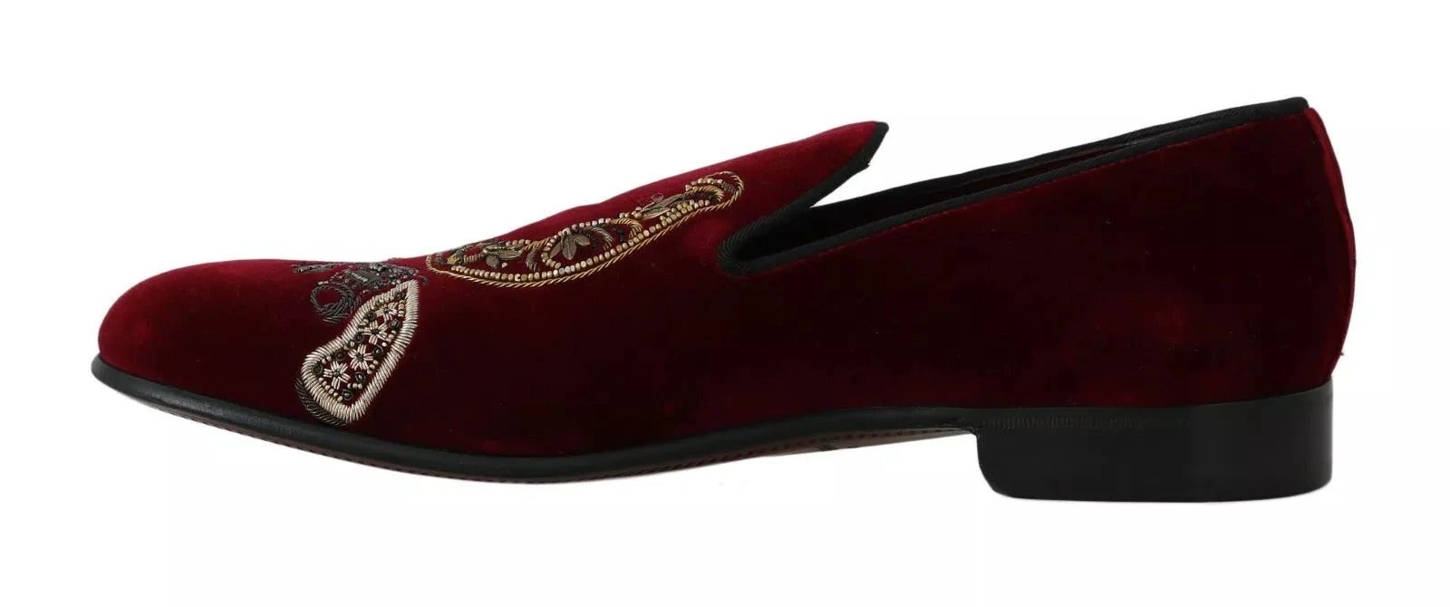 Dolce & Gabbana Bordeaux Velvet Loafers Gun Horseshoe Shoes by Dolce & Gabbana